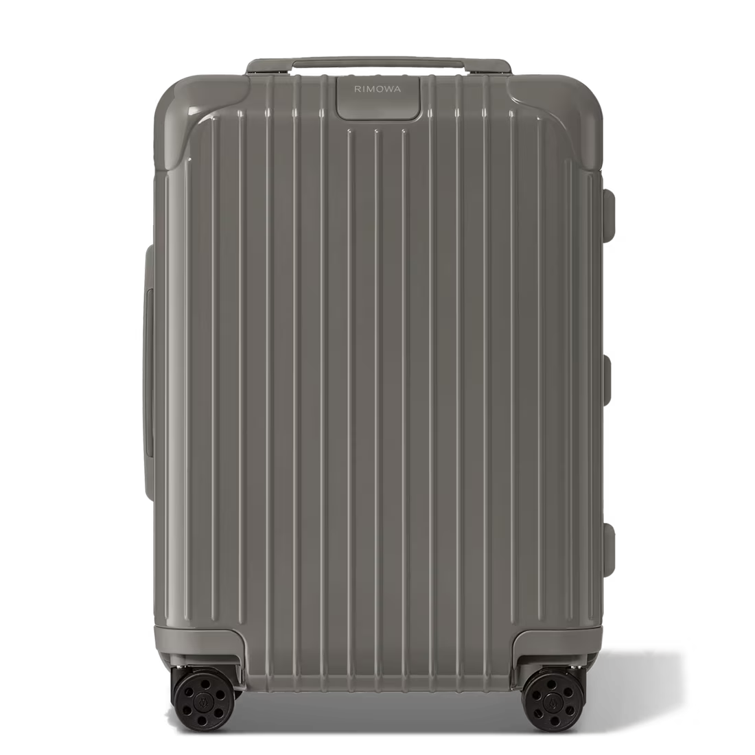 A grey hard shell suitcase