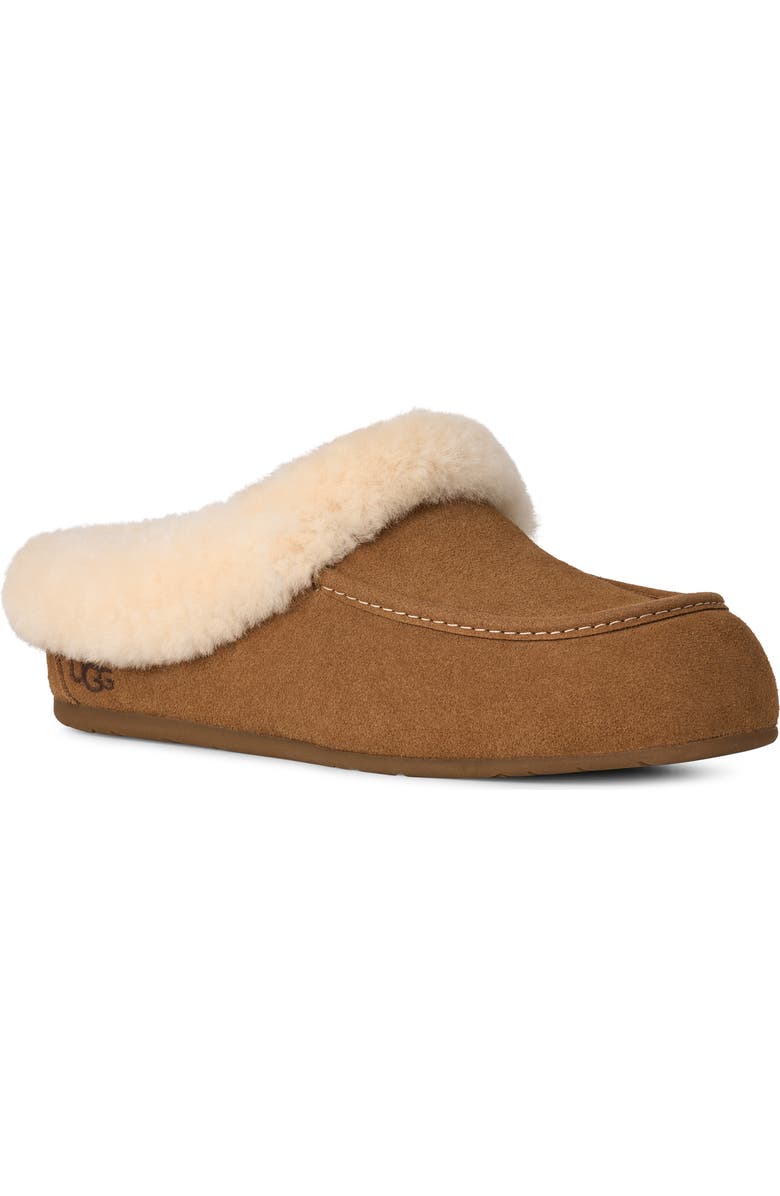 Ansley Genuine Shearling Trim Suede Mule