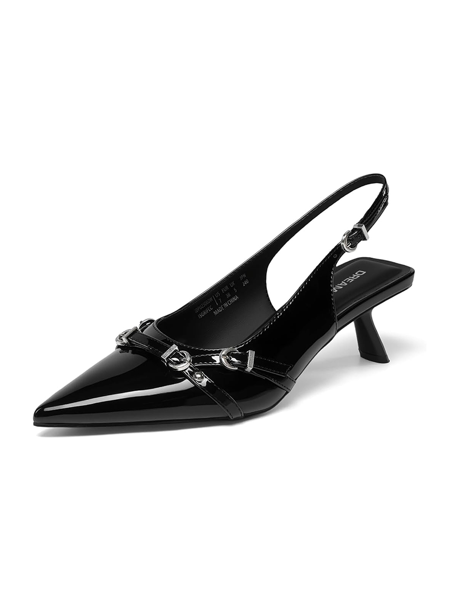 DREAM PAIRS, Dream Pairs Women&#039;s Low Kitten Heels Slingback Closed Pointed Toe Comfortable Dressy Pumps Wedding Party Casual Elegant Dress Shoes,size 7.5,black,sdpu25002w