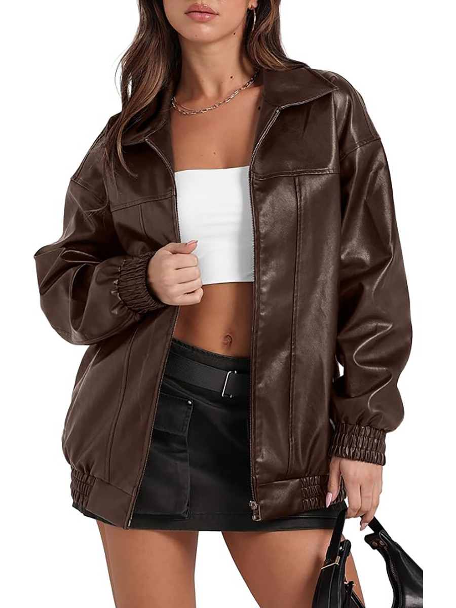 Sampeel, Faux Baggy Leather Jacket