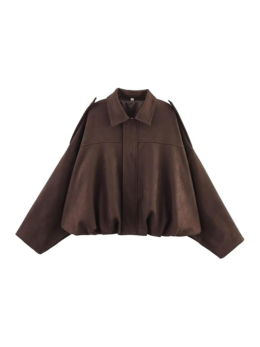 JoinQueen, Faux Suede Bomber Jacket