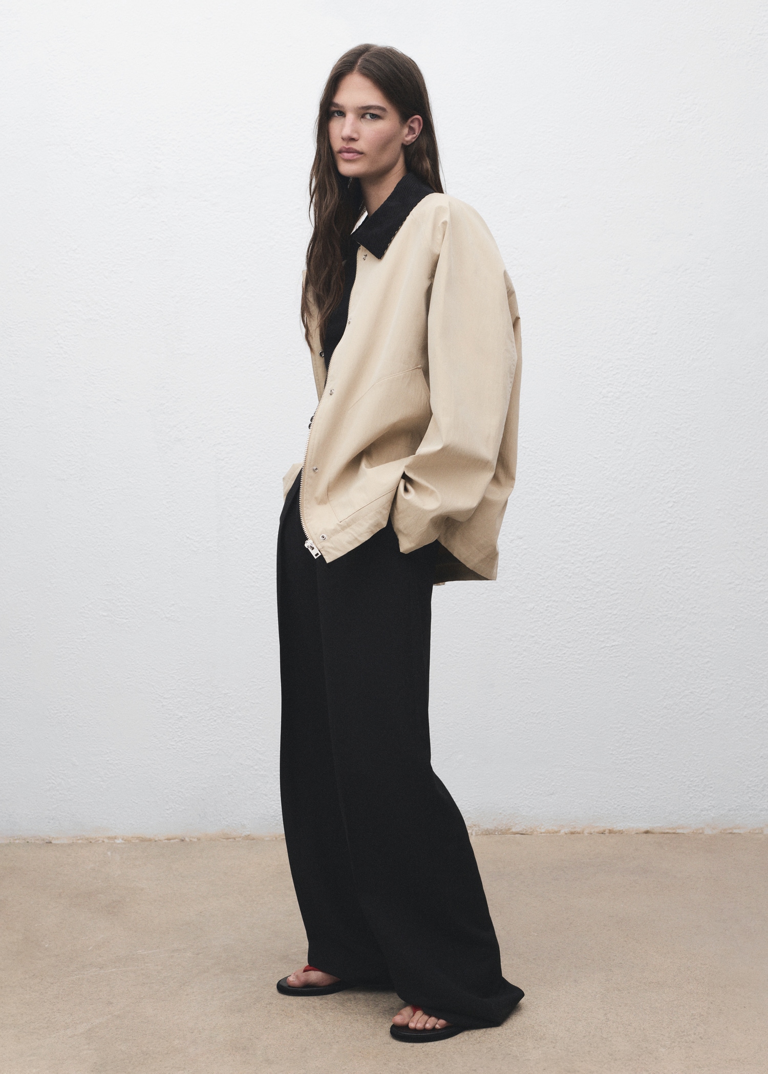 Cotton Jacket With Corduroy Collar - Women | Mango Usa