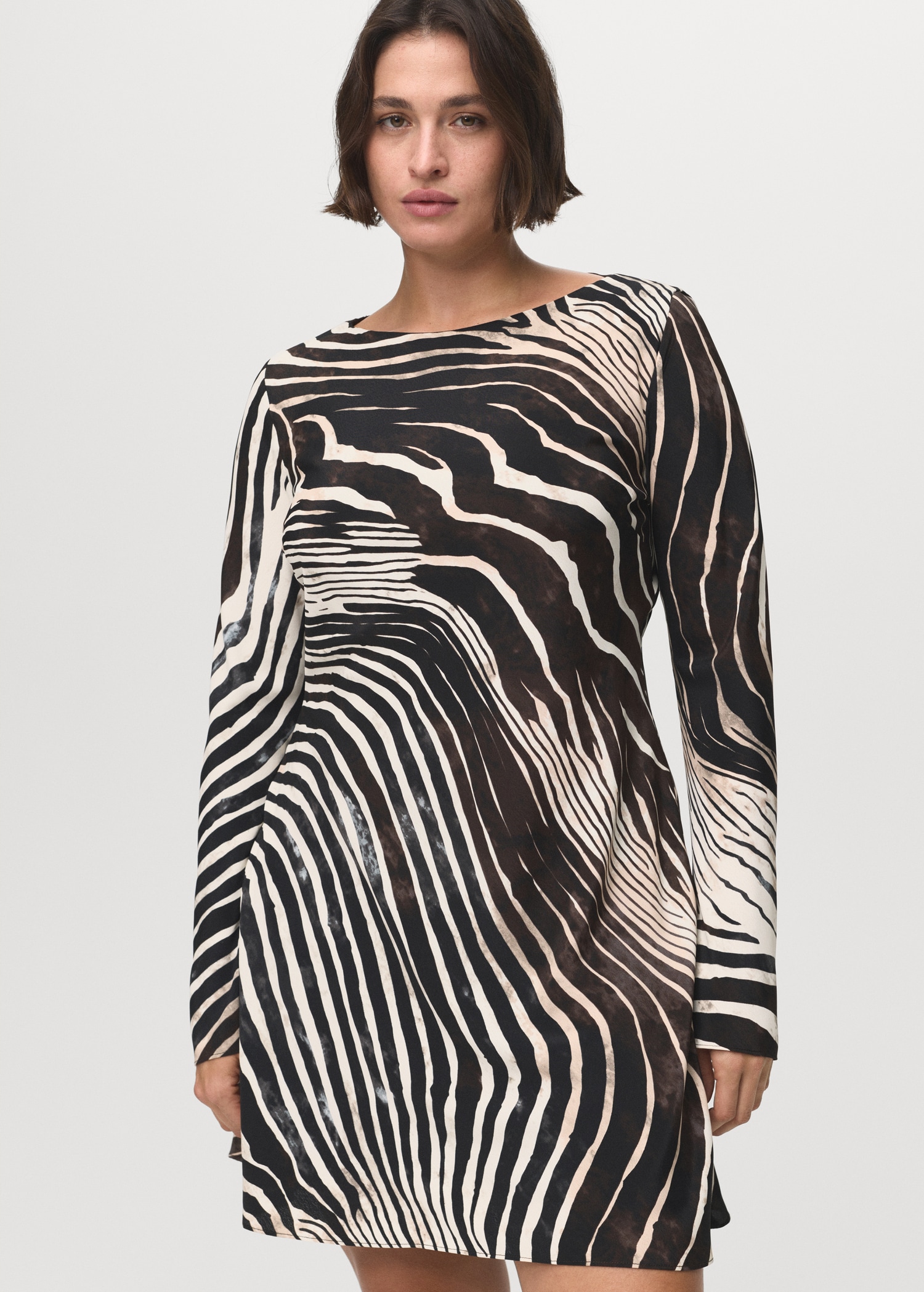 Zebra-Print Dress With Flared Sleeves - Women | Mango Usa