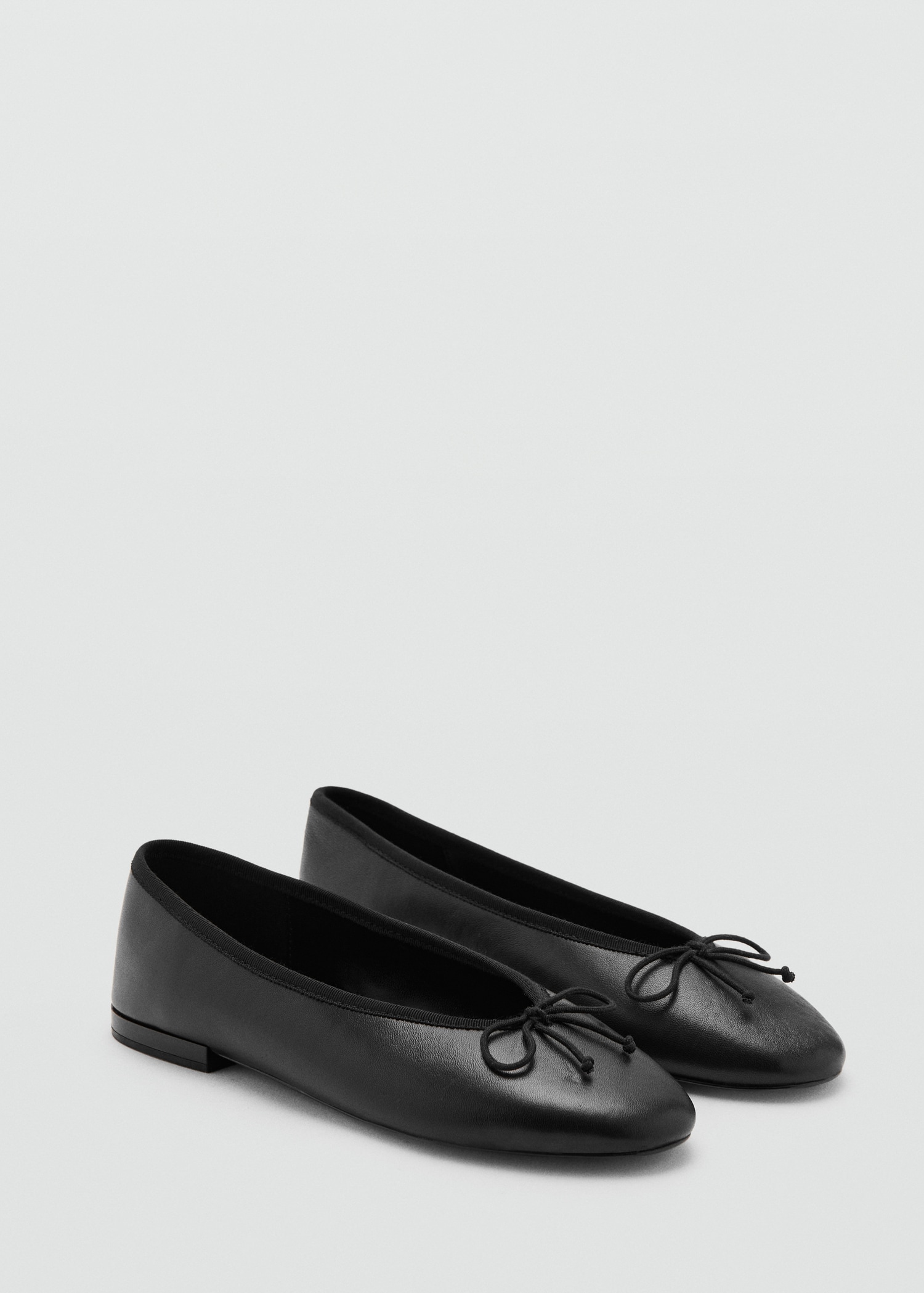 Leather Ballet Flats With Bow - Women | Mango Usa
