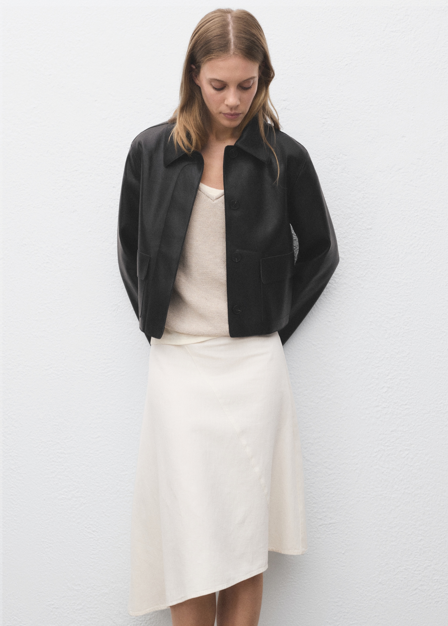 Leather-Effect Jacket With Pockets - Women | Mango Usa