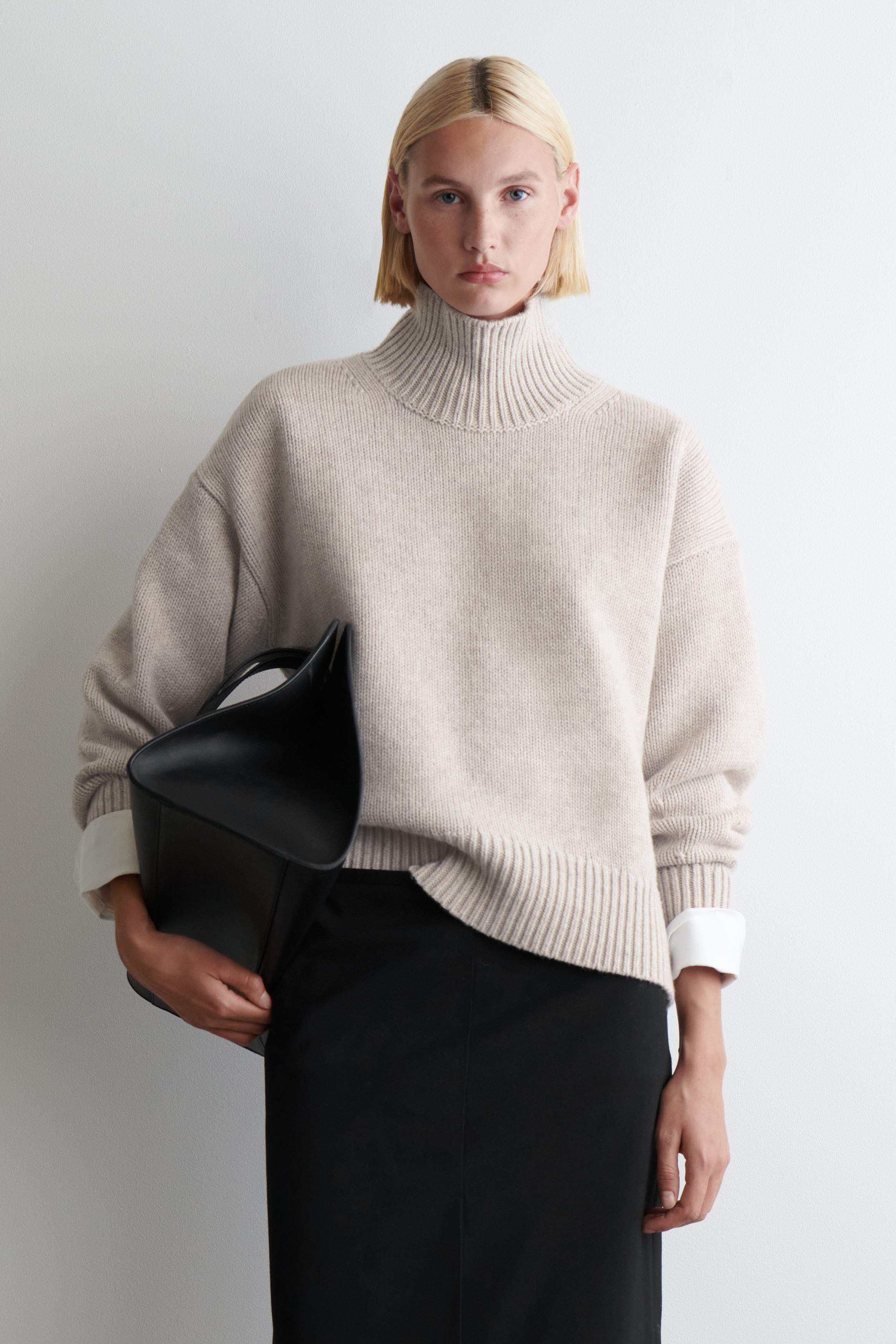 Chunky Funnel-Neck Wool Sweater