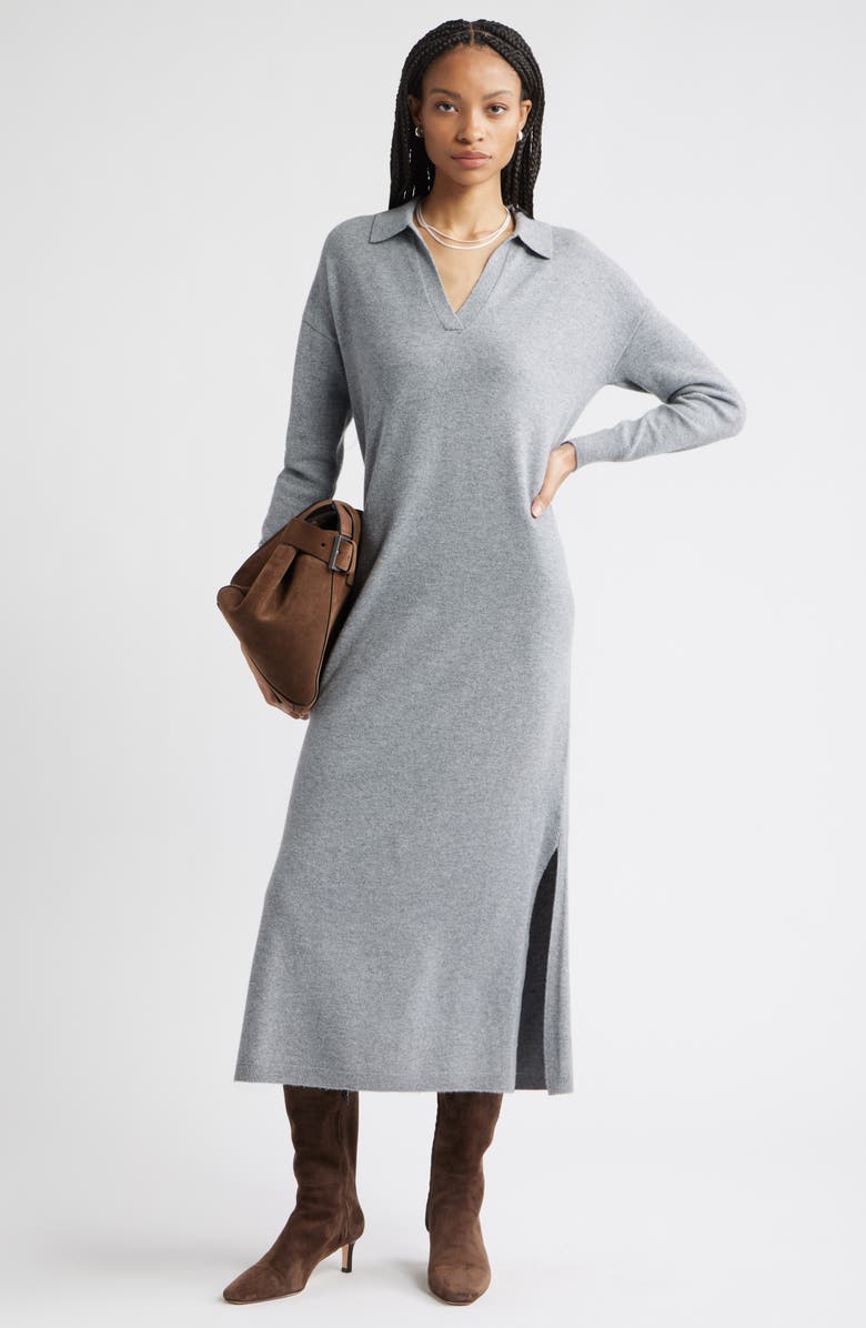 Long Sleeve Polo Maxi Sweater Dress