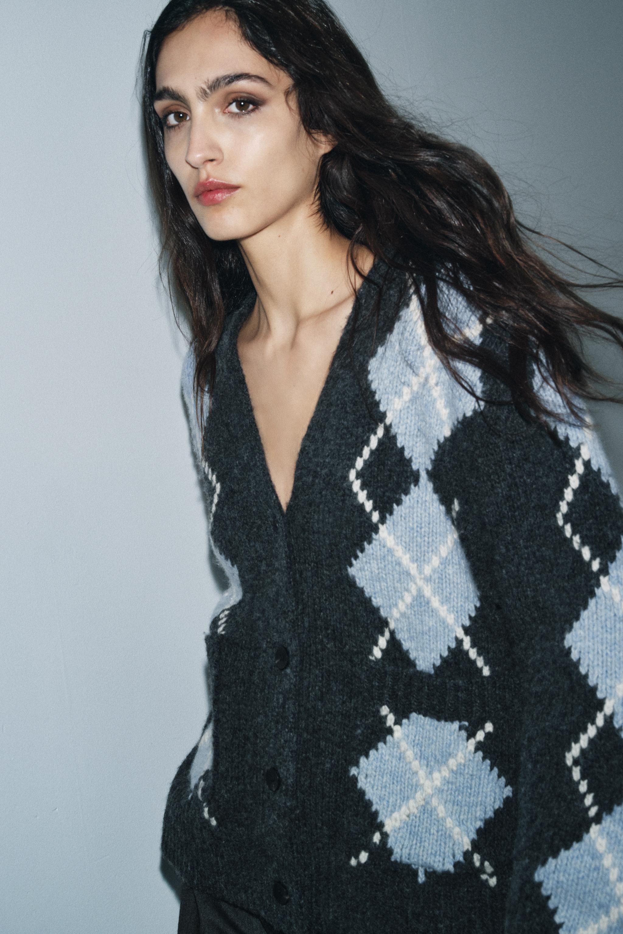 100% Wool Argyle Cardigan