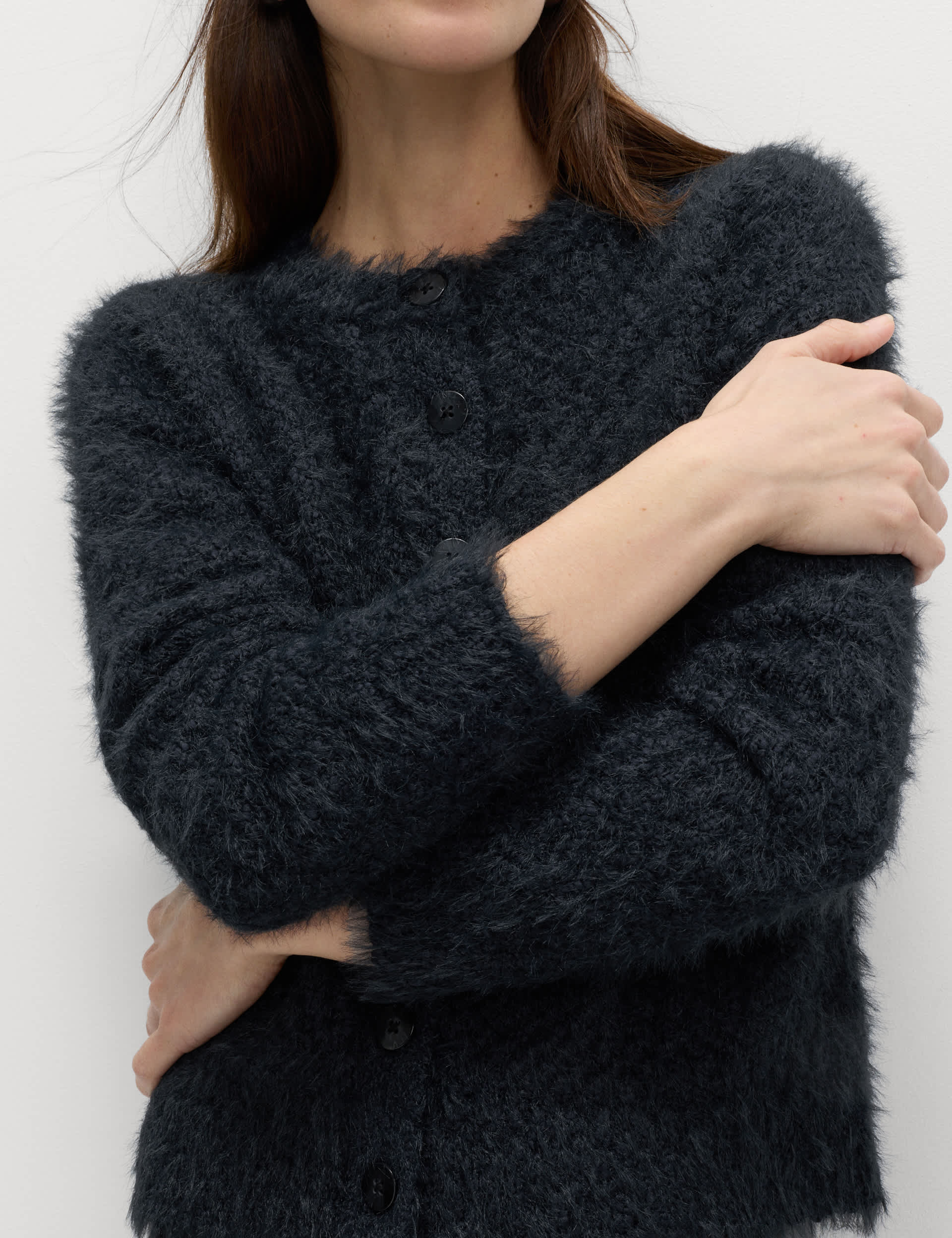 Textured Crew Neck Cardigan