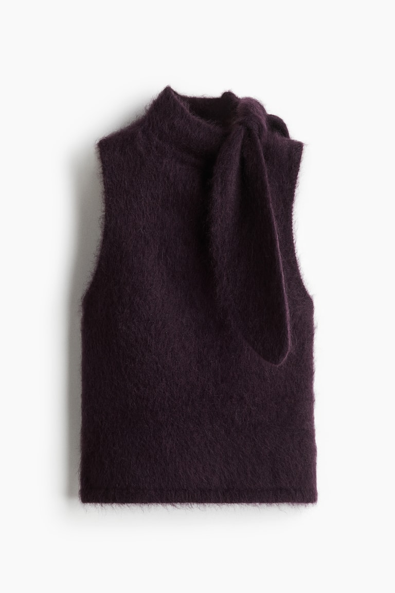 Mohair-Blend Scarf-Collar Top