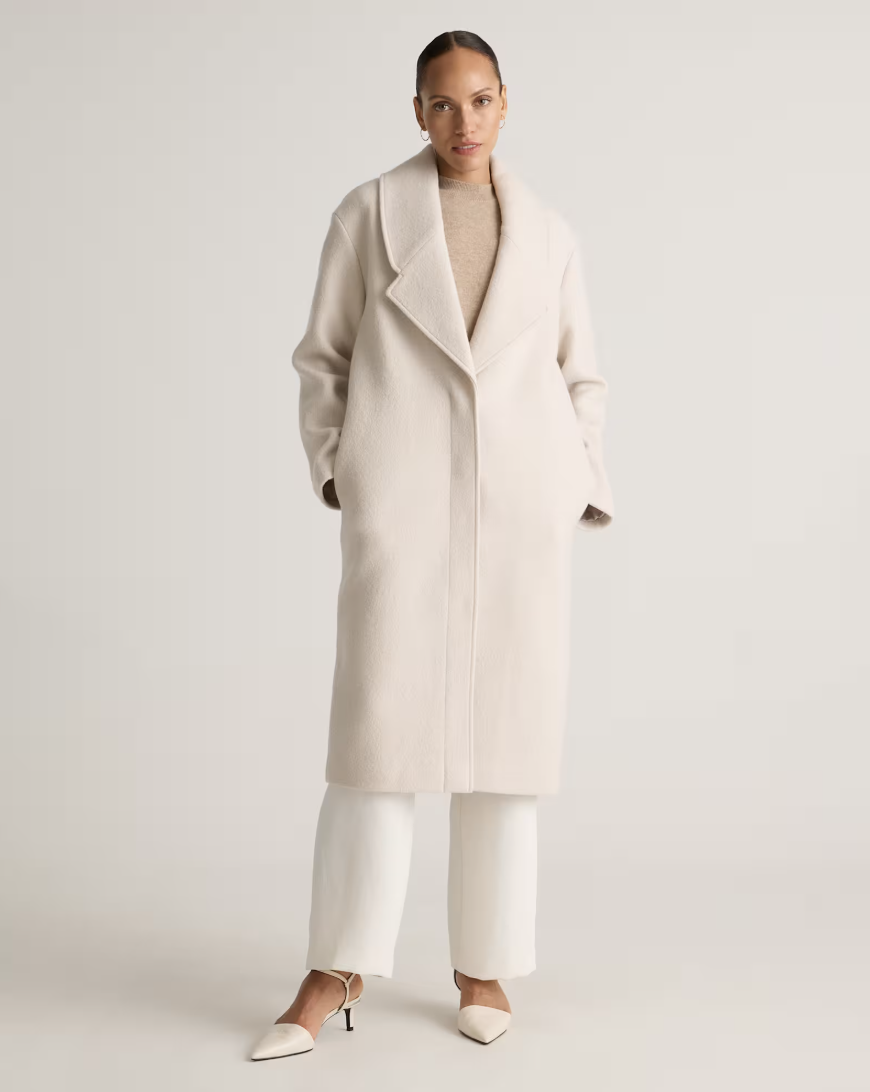 Quince 100% Merino Wool Shawl Collar Long Coat