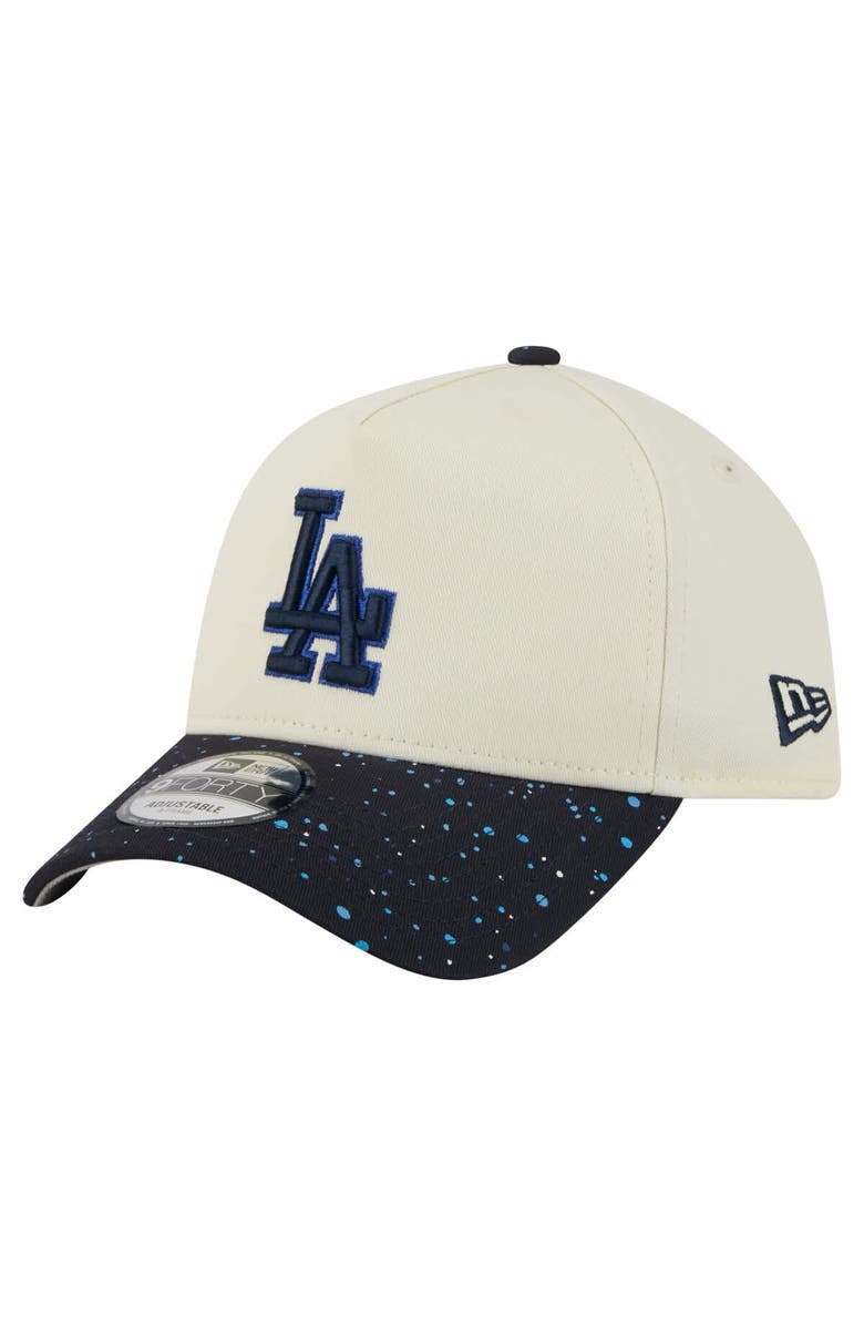 Men&#039;s New Era Cream Los Angeles Dodgers Speckle A-Frame 9forty Adjustable Hat