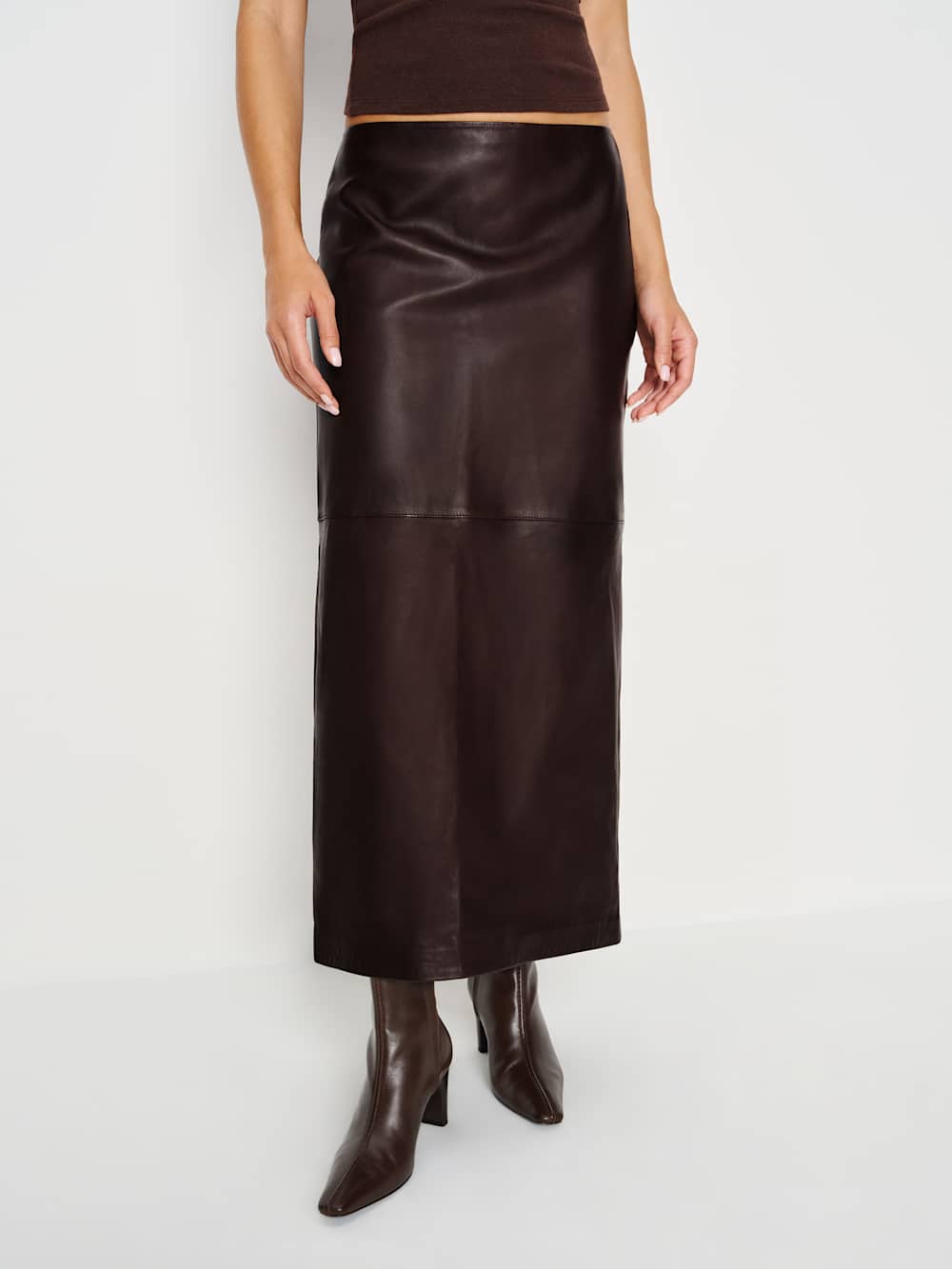 Veda Cole Low Waist Leather Maxi Skirt