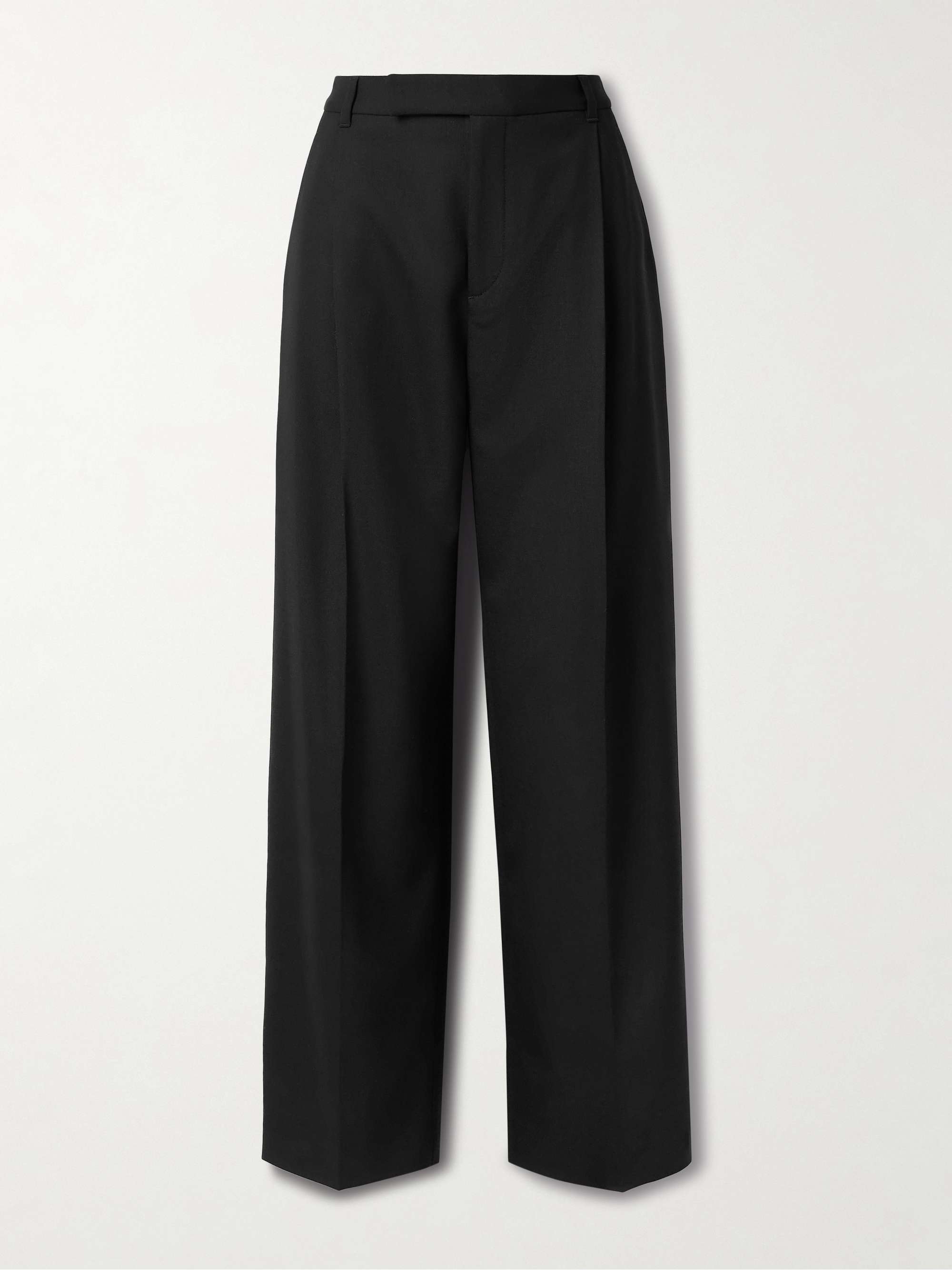 Pleated Wool-Blend Straight-Leg Pants
