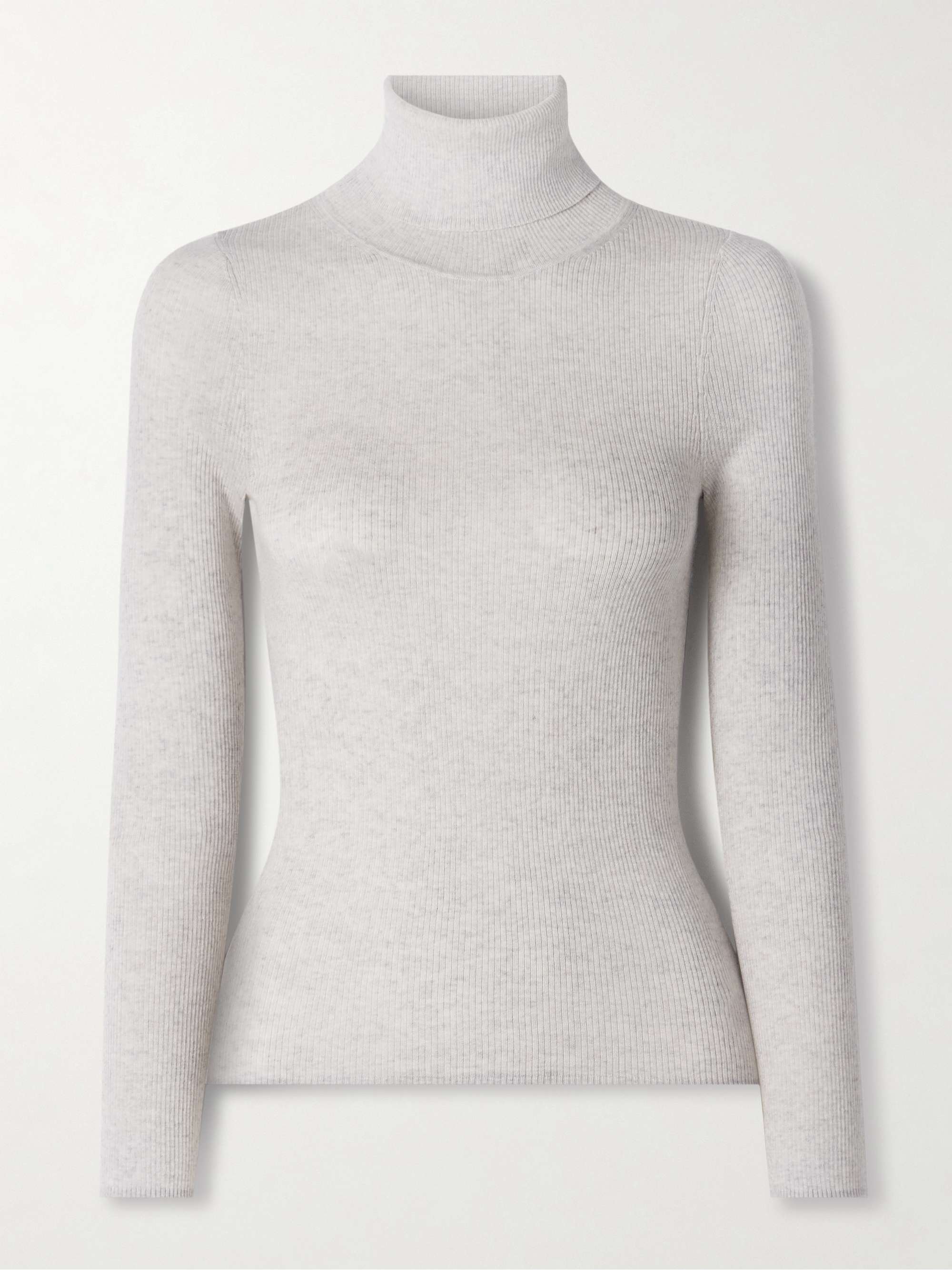 Ribbed Merino Wool Turtleneck Sweater