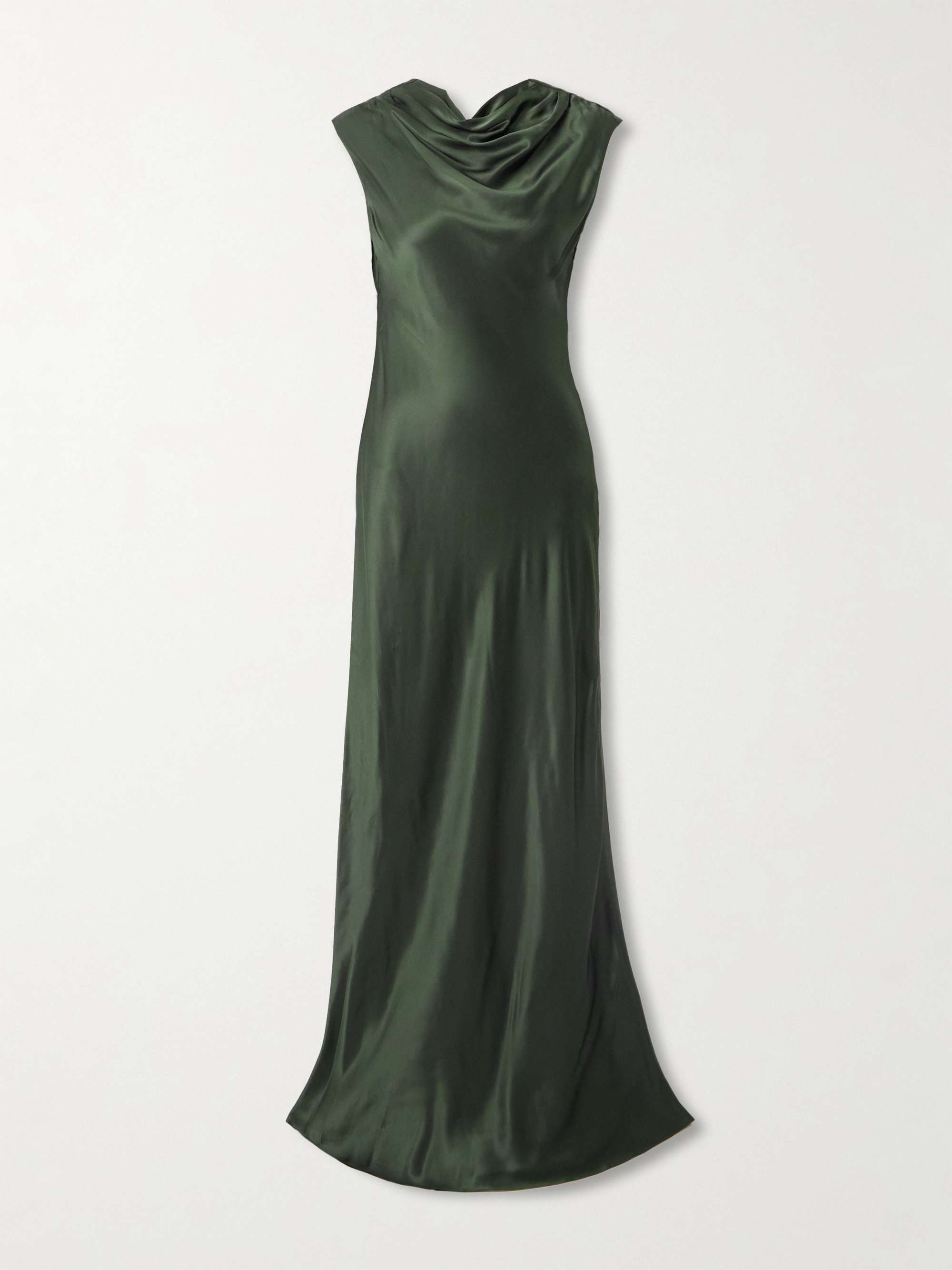 Back to You Paneled Open-Back Draped Satin Gown