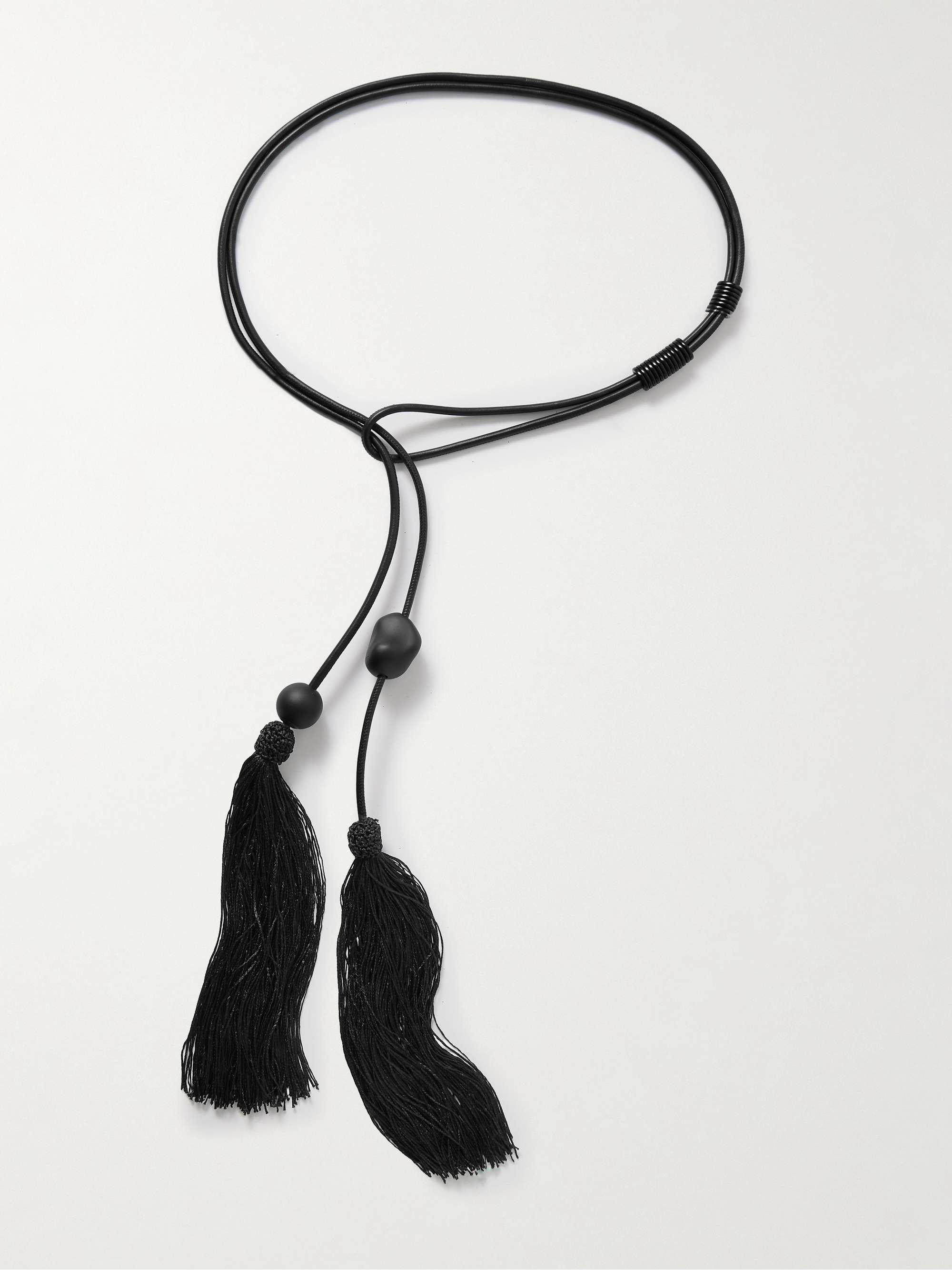 Cordo Tasseled Beaded Leather Belt