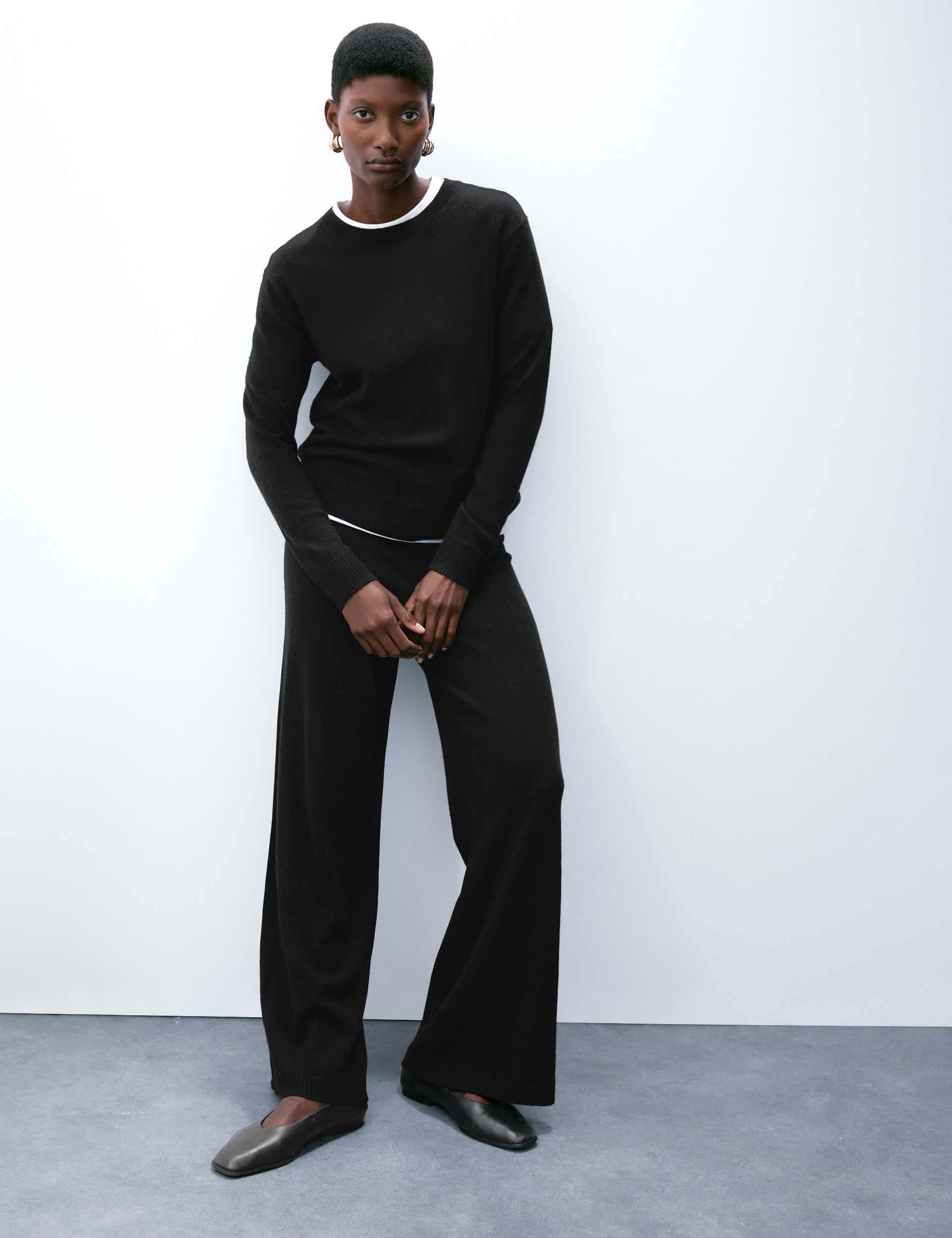 Pure Cashmere Wide Leg Trousers