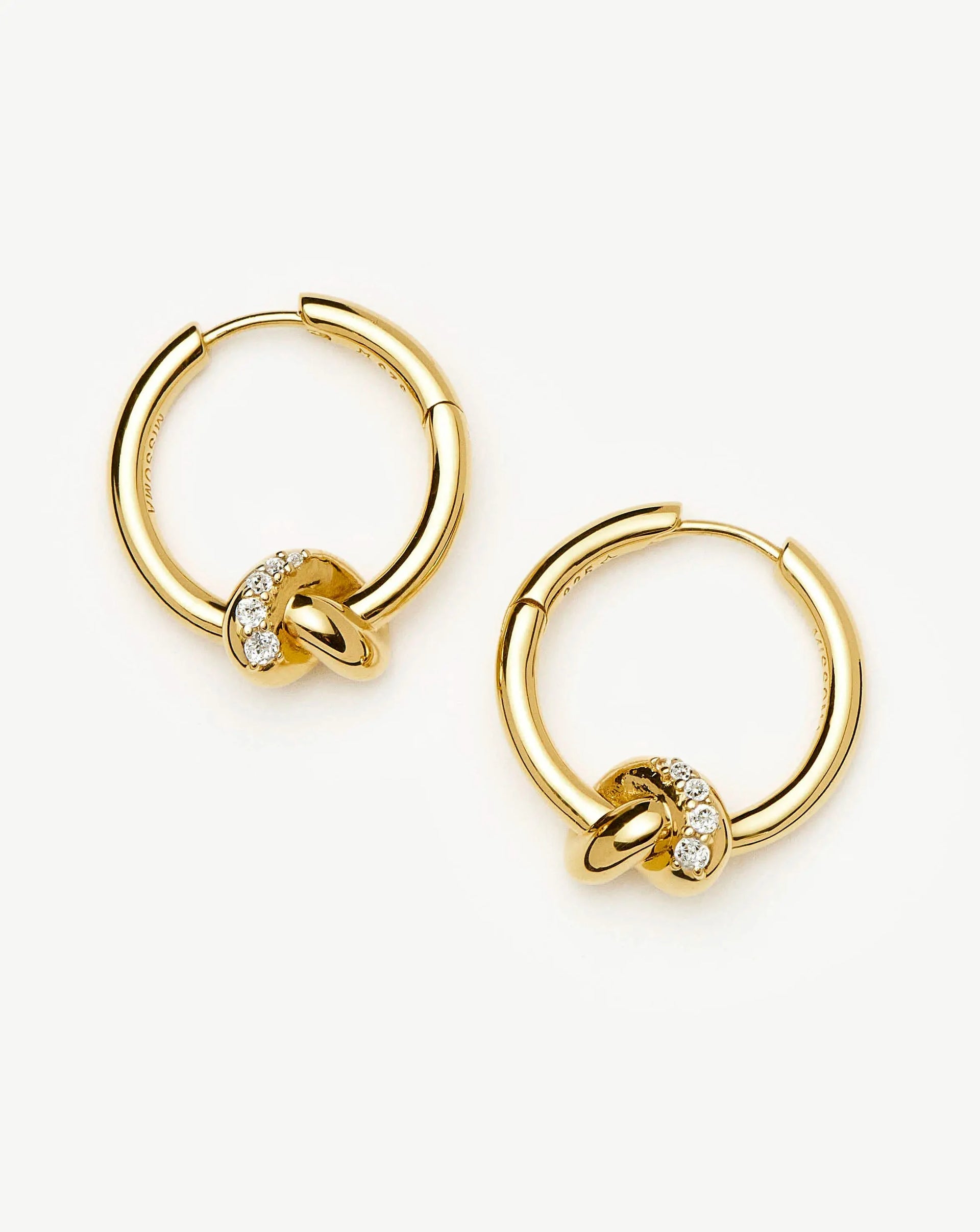Lucy Williams Pav&amp;eacute; Knot Small Hoop Earrings | 18ct Gold Plated - 18ct Gold Plated