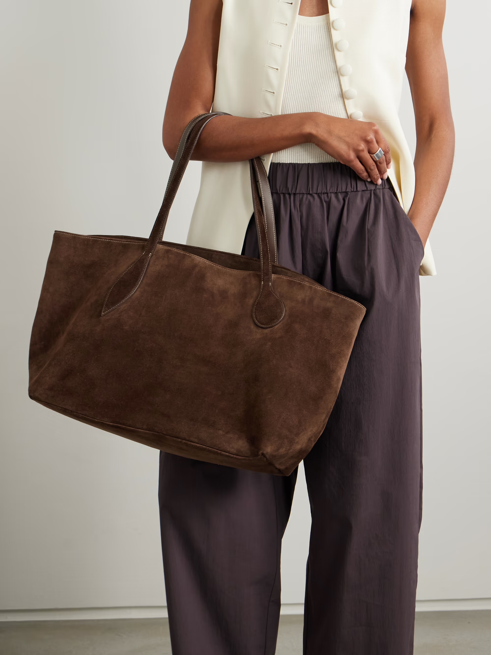 Suede Hobo Bag-Tan