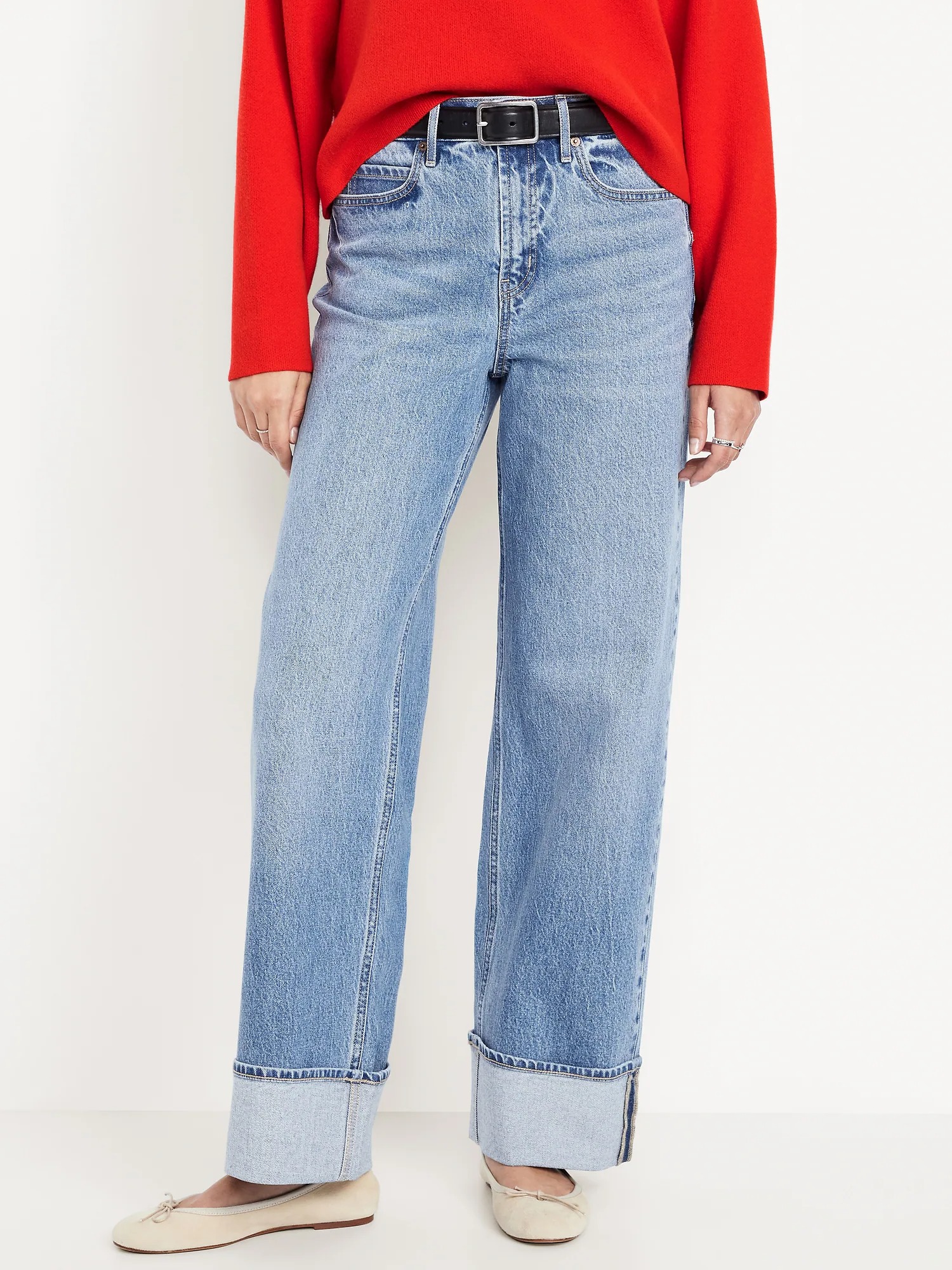 Old Navy, Extra High-Waisted Cuffed Wide-Leg Jeans