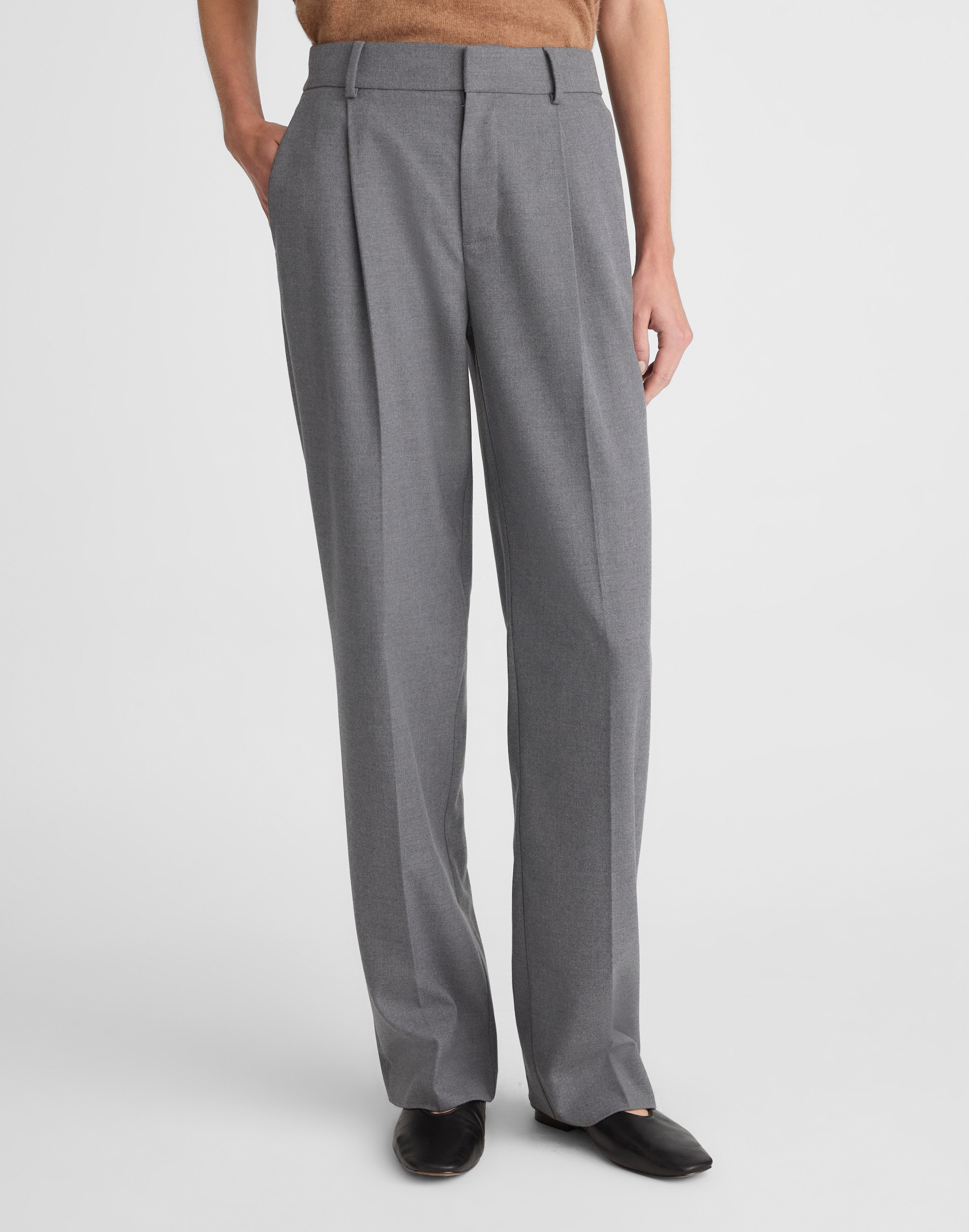 Slouchy Straight Pants in Brushed Twill