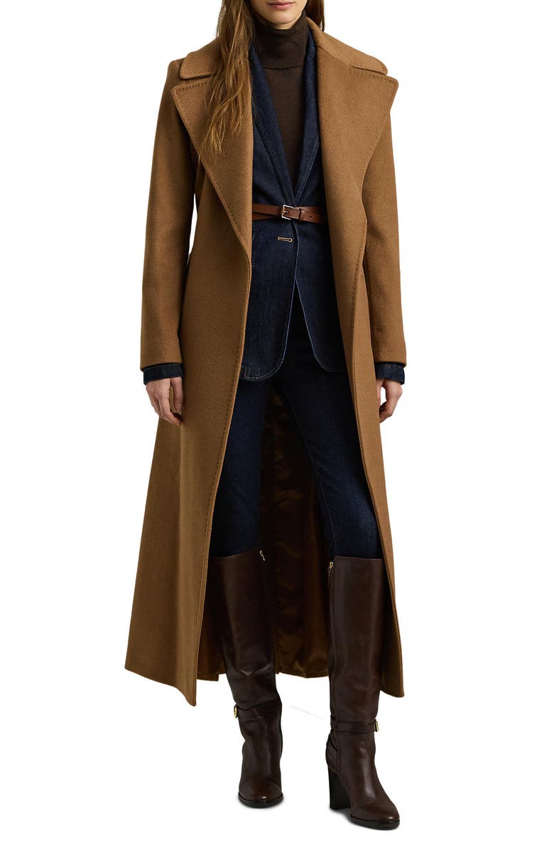 Belted Wool Blend Wrap Coat