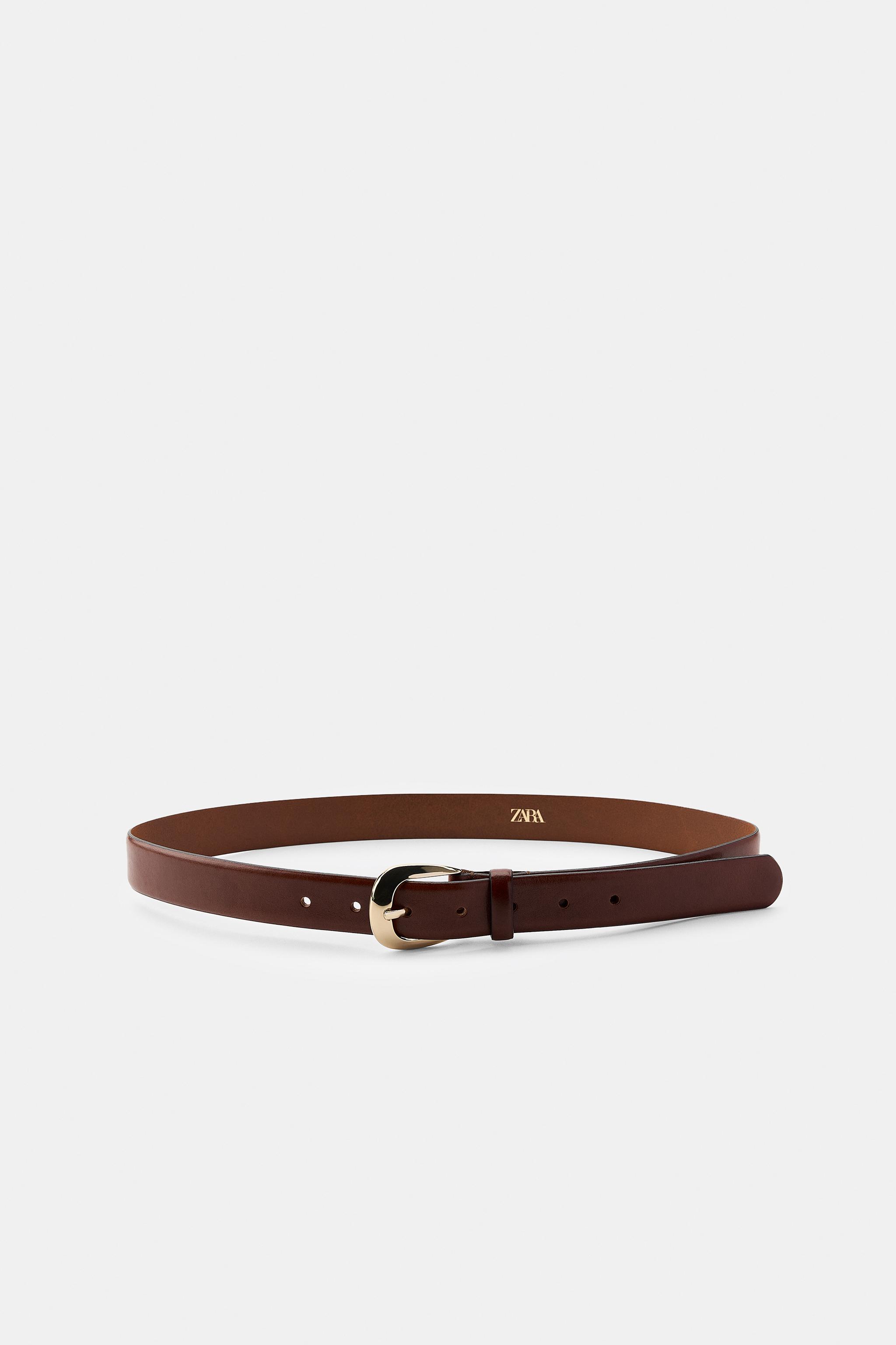 Oval Buckle Leather Belt