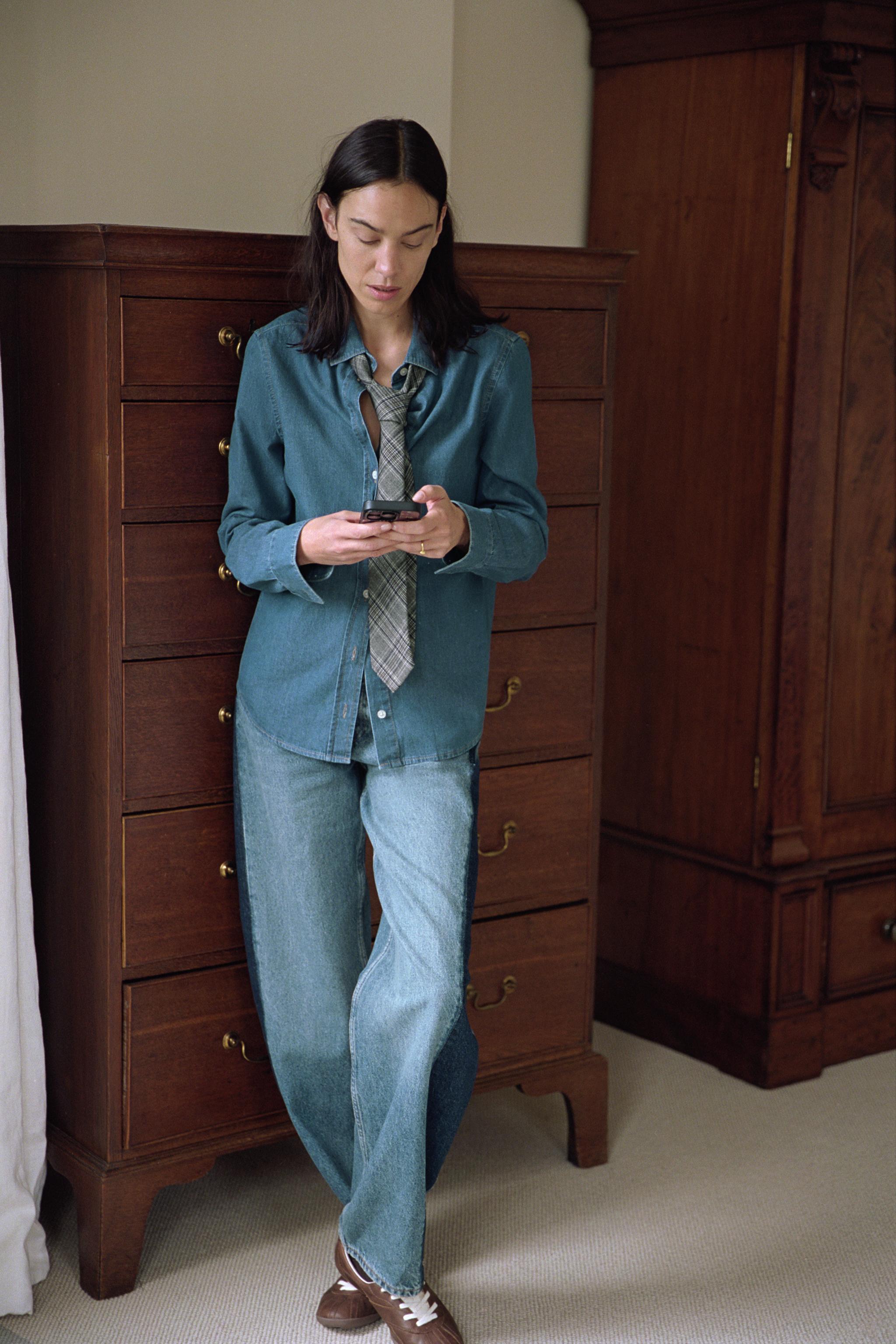 Zw Collection Tapered Patchwork Jeans