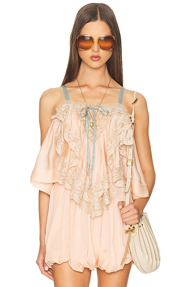 Silk Ruffled Tank Top