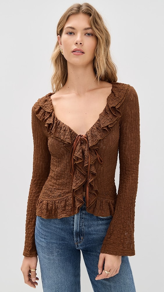 Bailey Rose Brown Long Sleeve Blouse