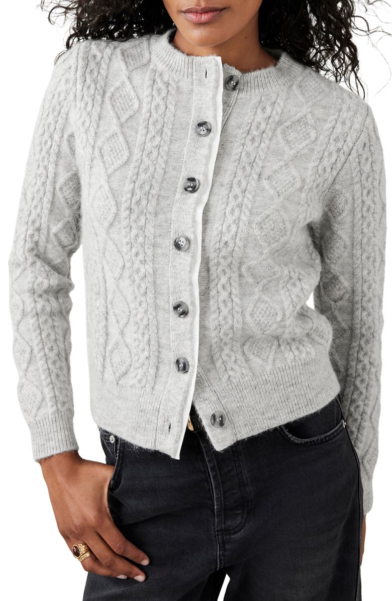 Cable Knit Wool Blend Cardigan