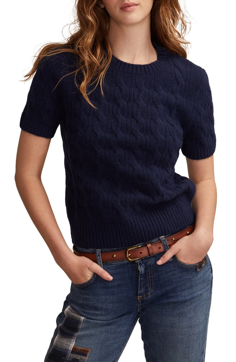 Cloud Soft Cable Stitch Short Sleeve Sweater