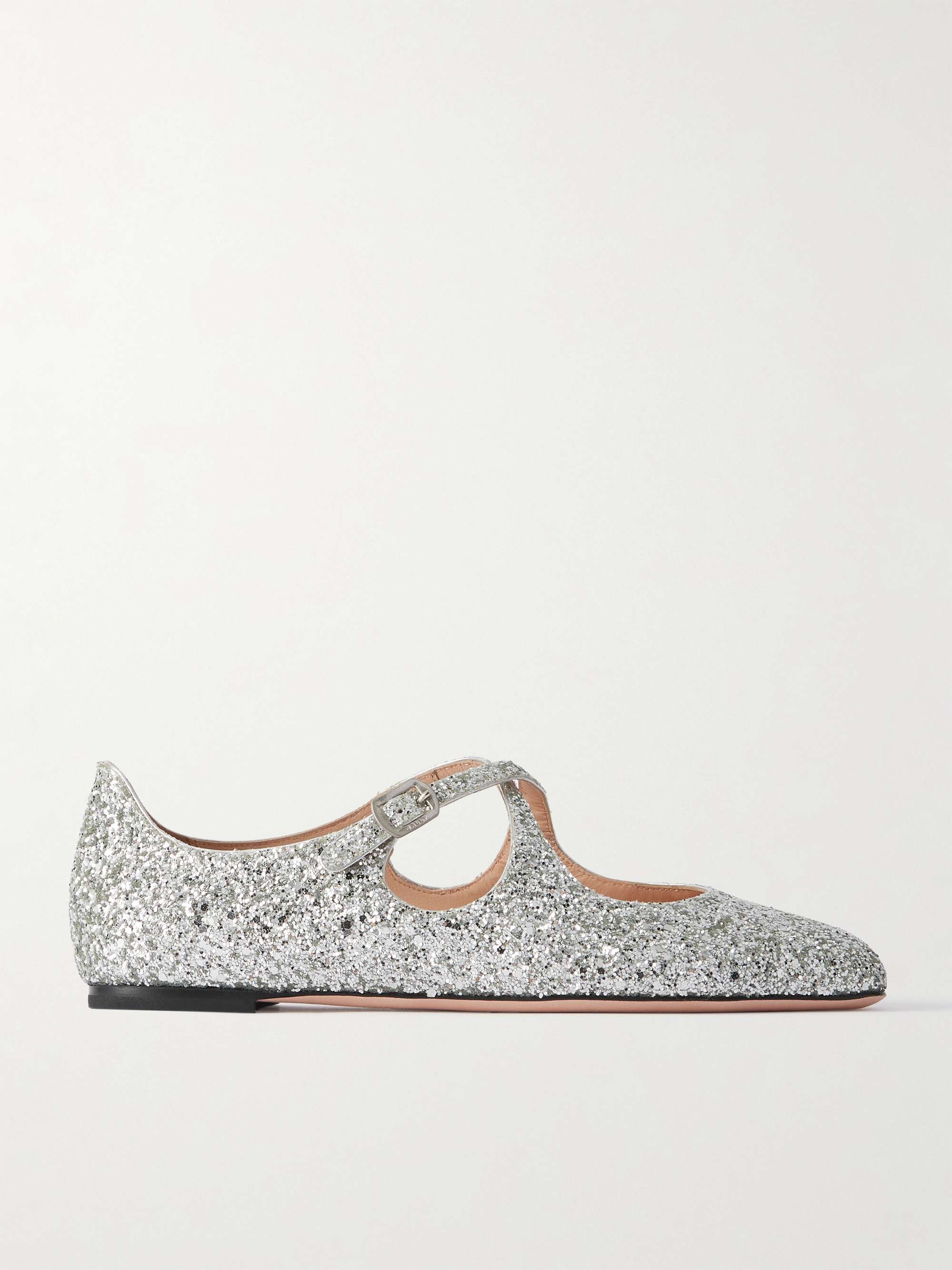 Beliska Glittered Metallic Leather Ballet Flats