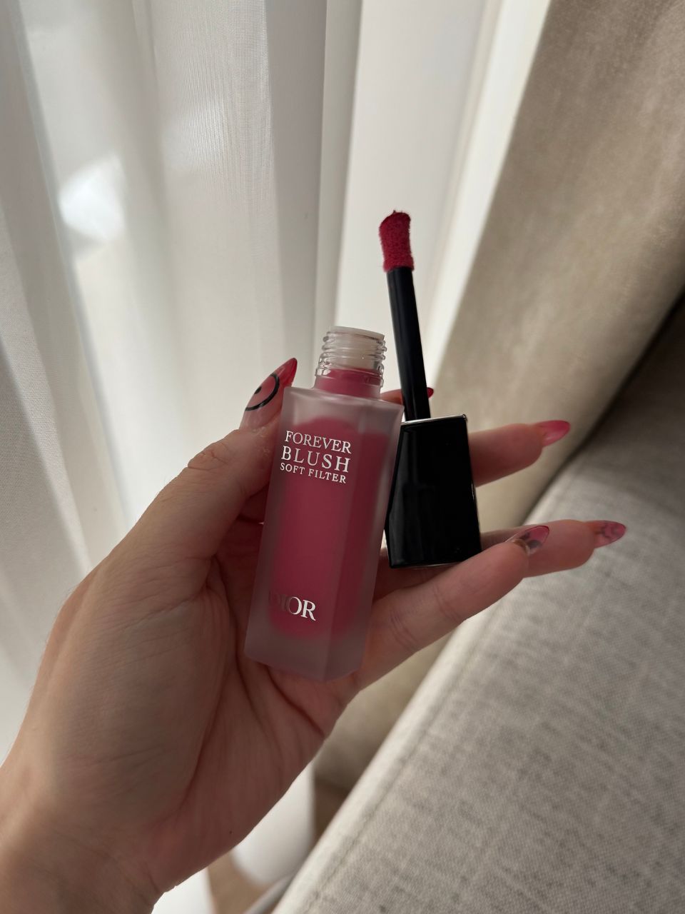 Denise Primbet testing Souffle makeup products