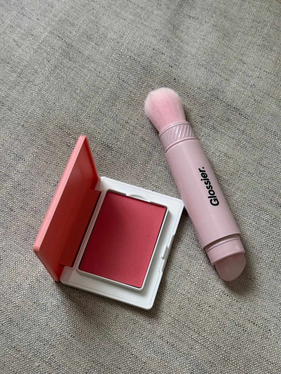 Denise Primbet testing the new Glossier Cloud Paint Plush Blush