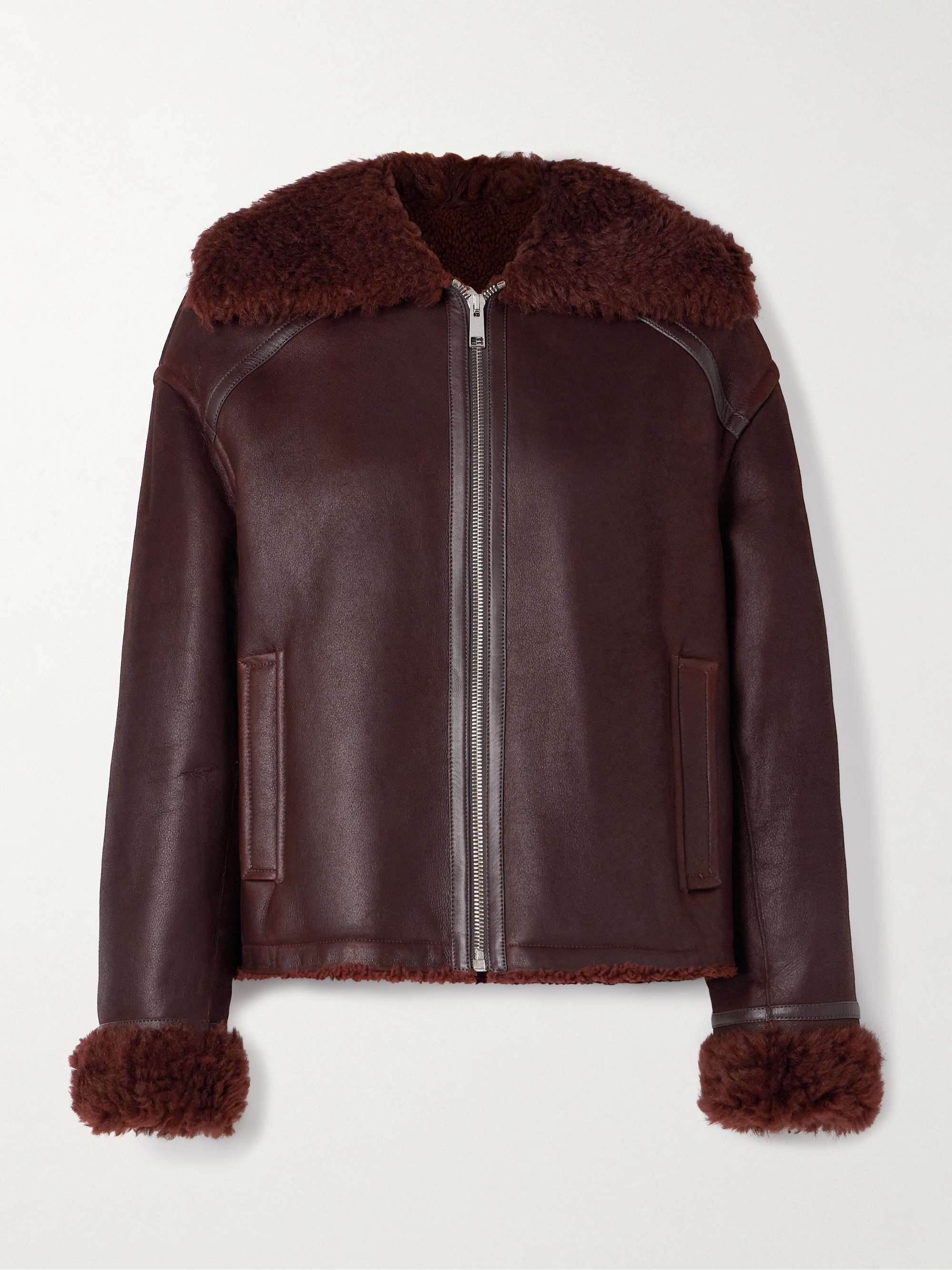 Shearling-Trimmed Leather Jacket