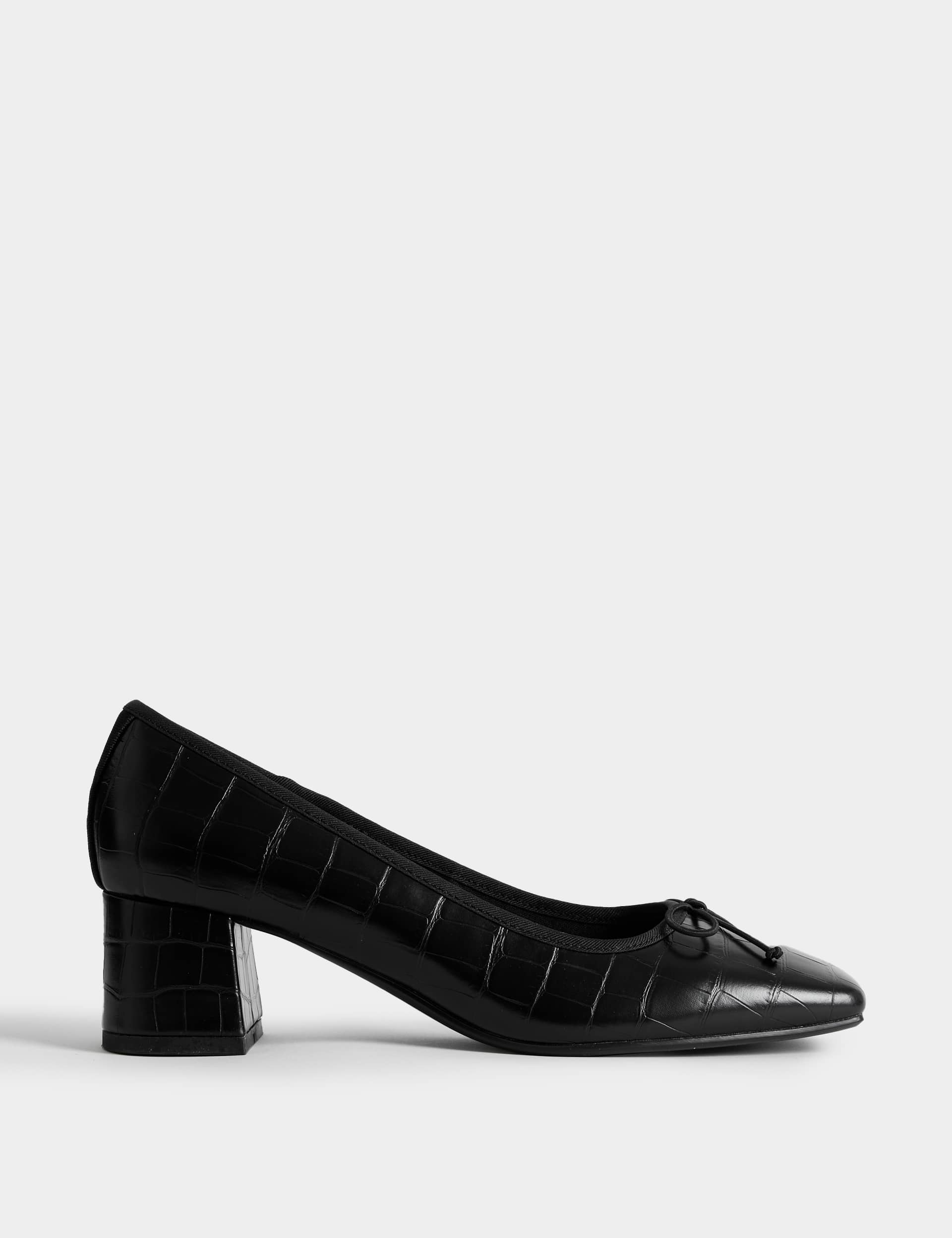 Croc Block Heel Court Shoes