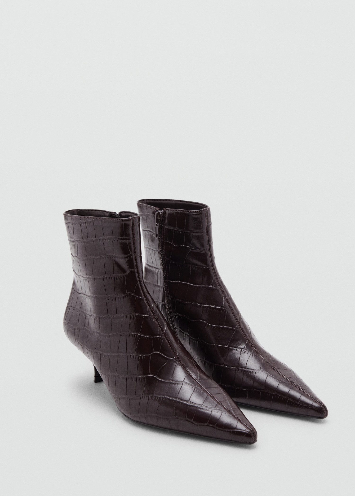 Croc-Effect Pointed-Toe Ankle Boots - Women | Mango United Kingdom