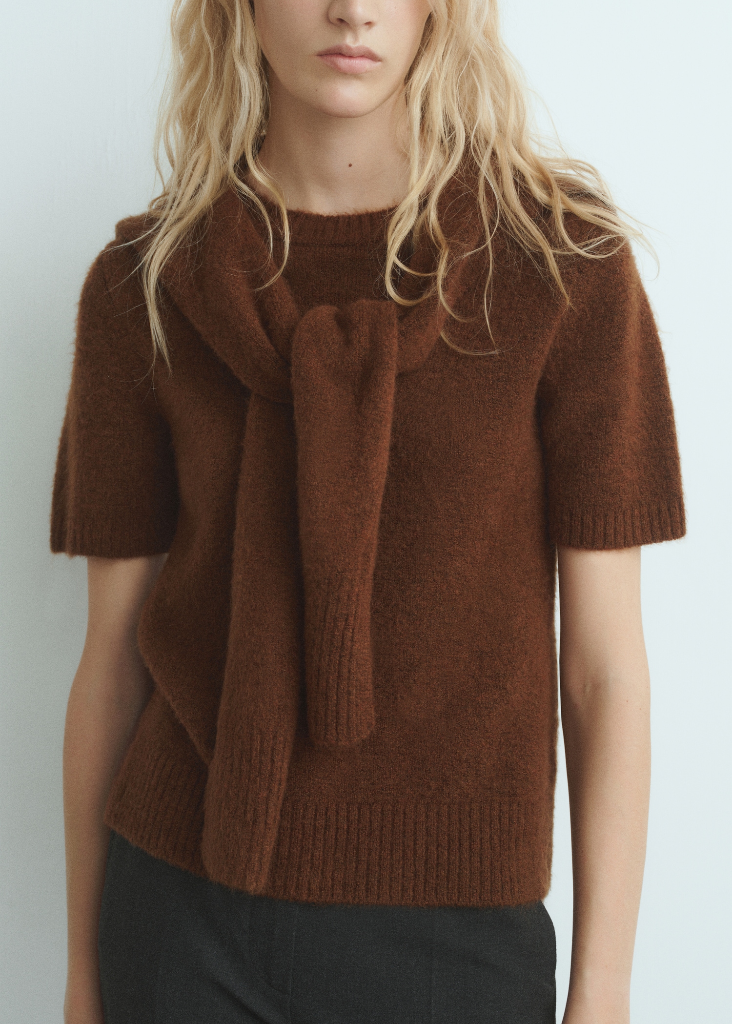 Short-Sleeved Combined Sweater - Women | Mango Usa