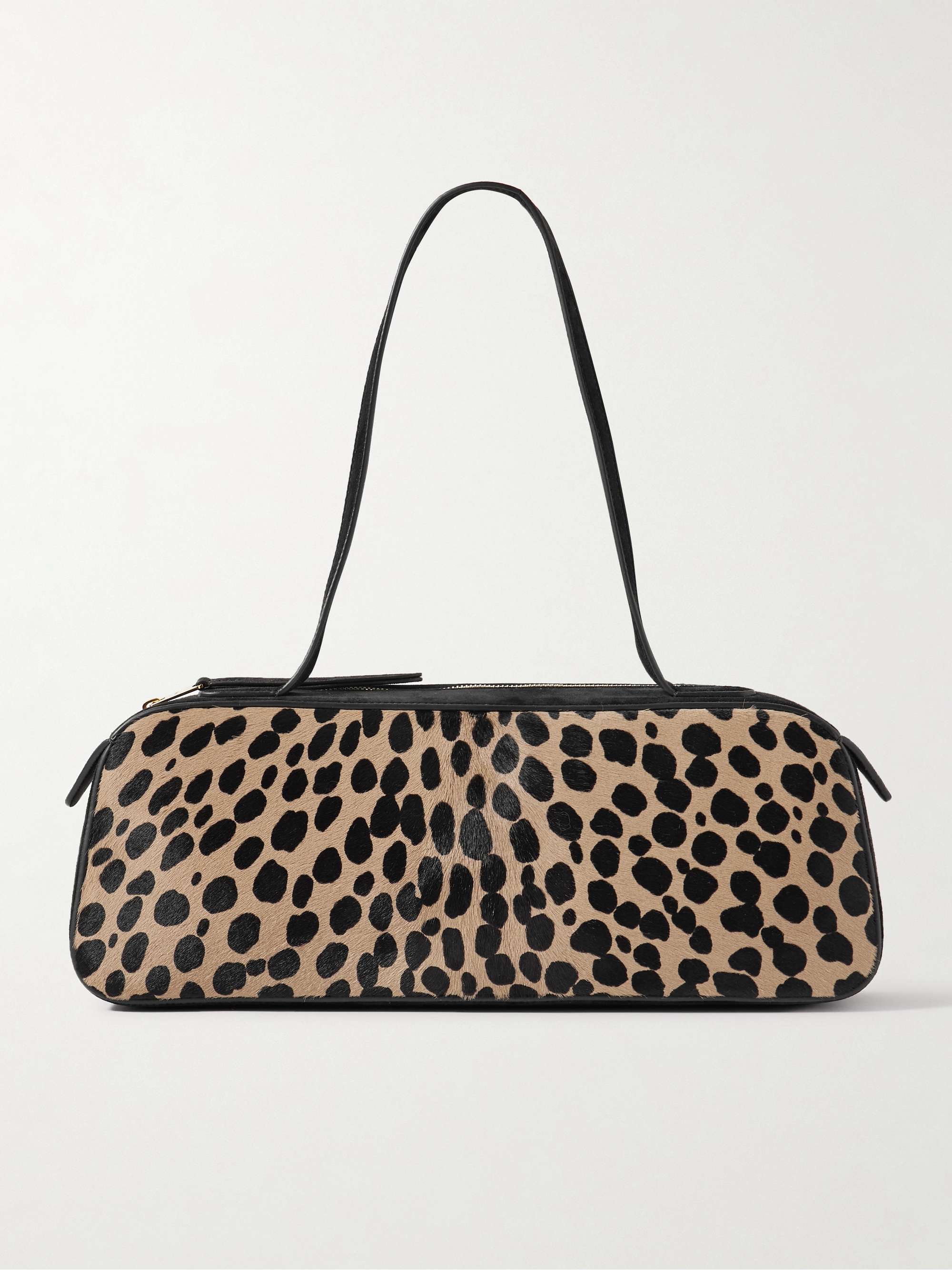 Simona Leather-Trimmed Leopard-Print Calf Hair Shoulder Bag