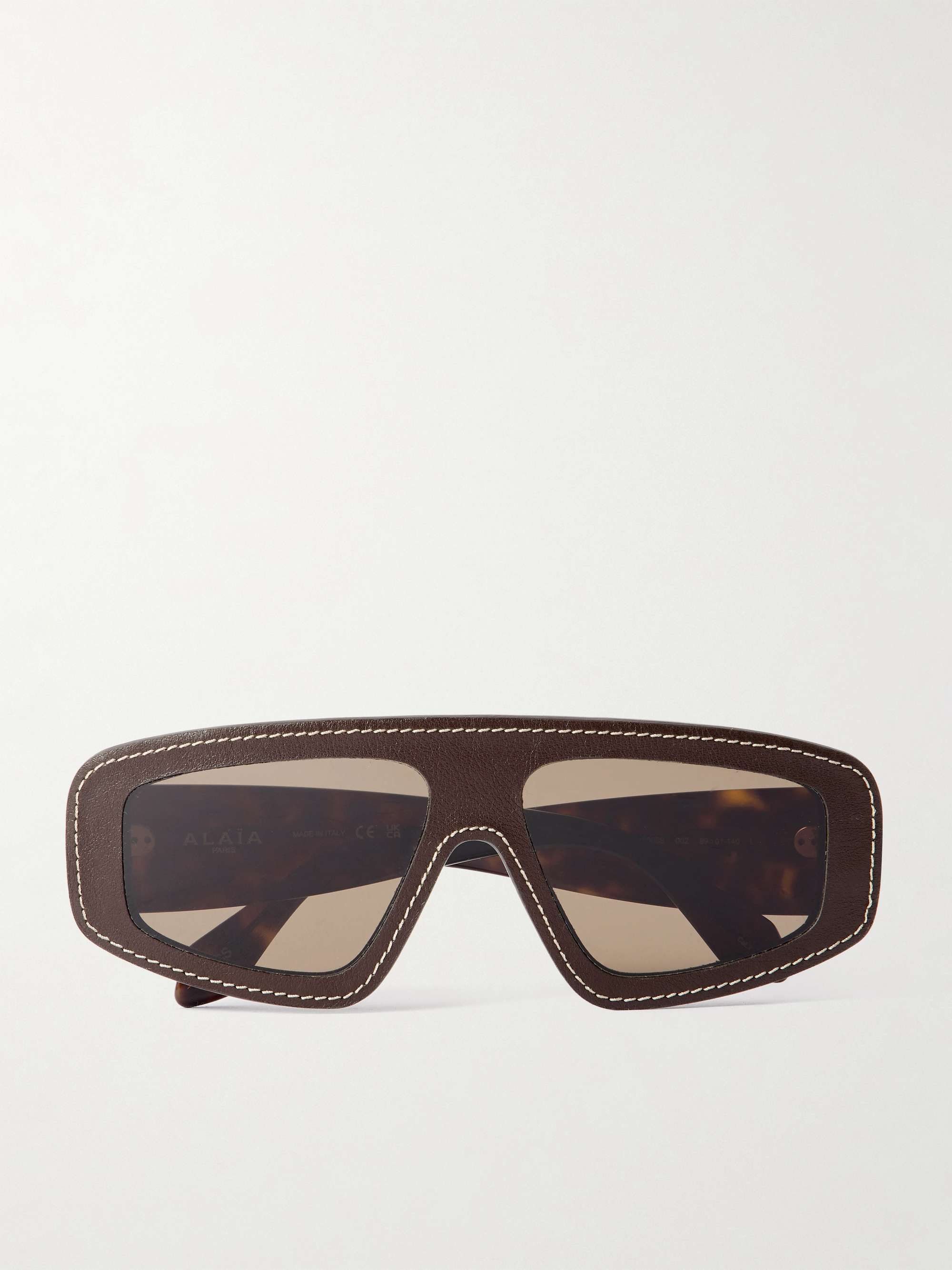 Mask D-Frame Leather and Tortoiseshell Acetate Sunglasses