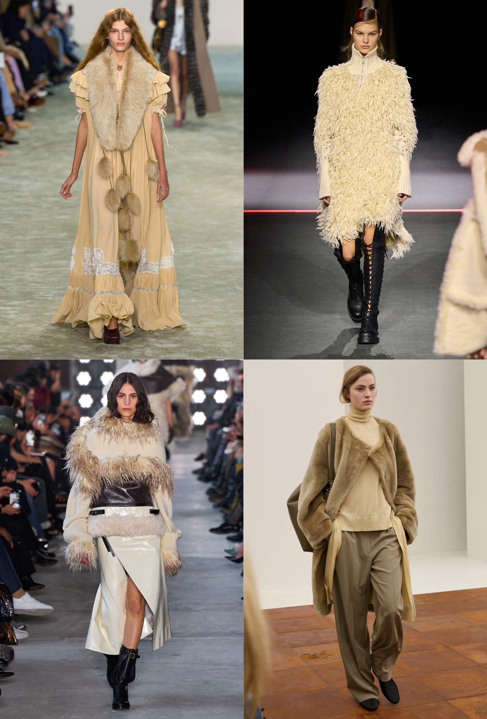 A collage of models walking the AW25 catwalks.