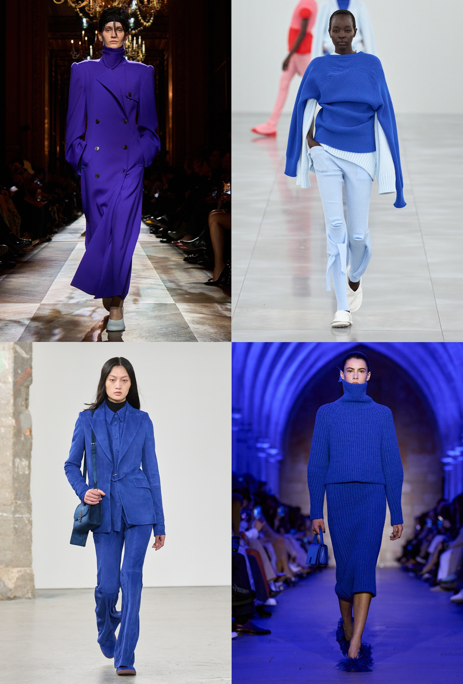 A collage of models walking the AW25 catwalks.