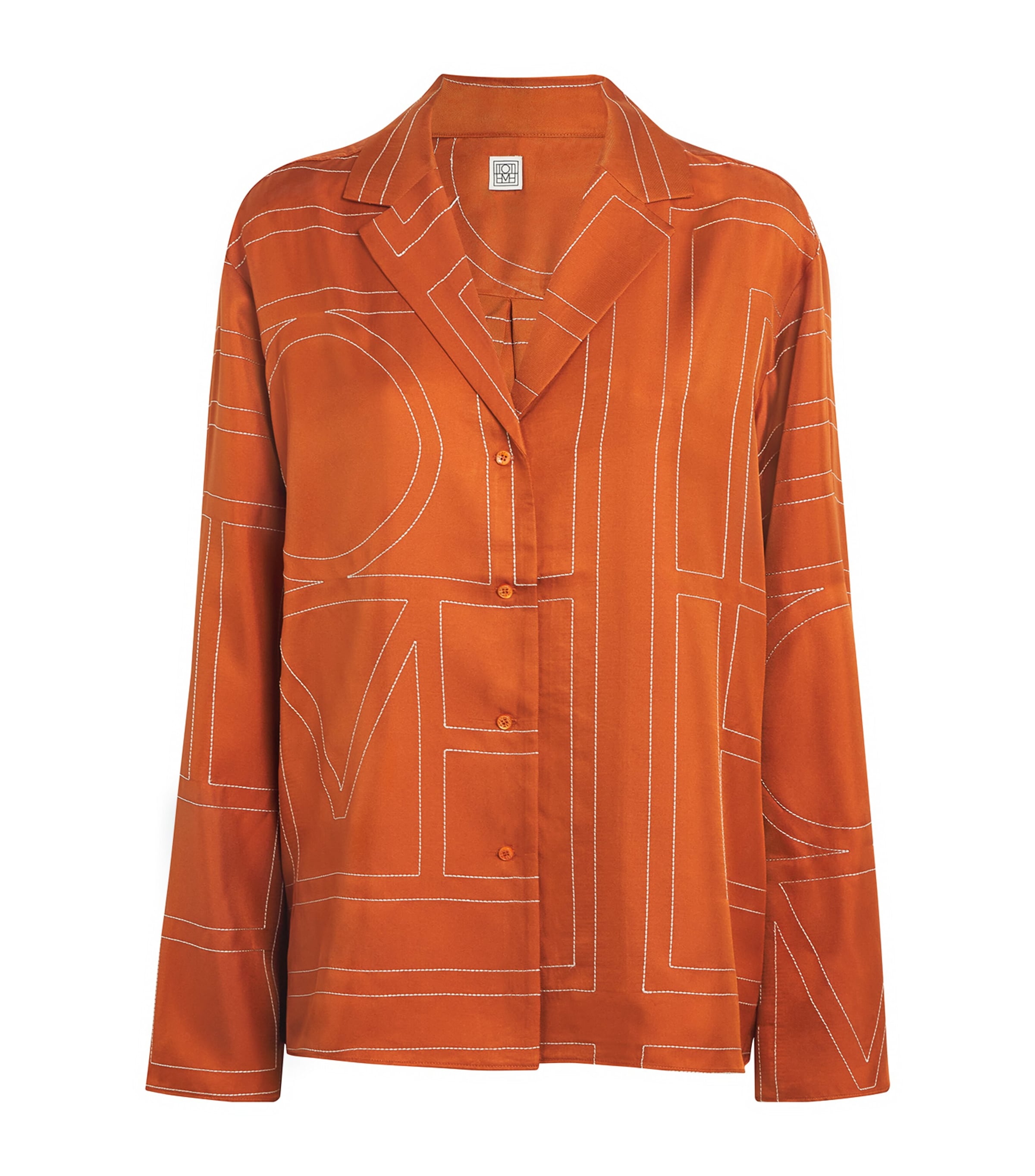 Toteme Silk Embroidered Monogram Shirt