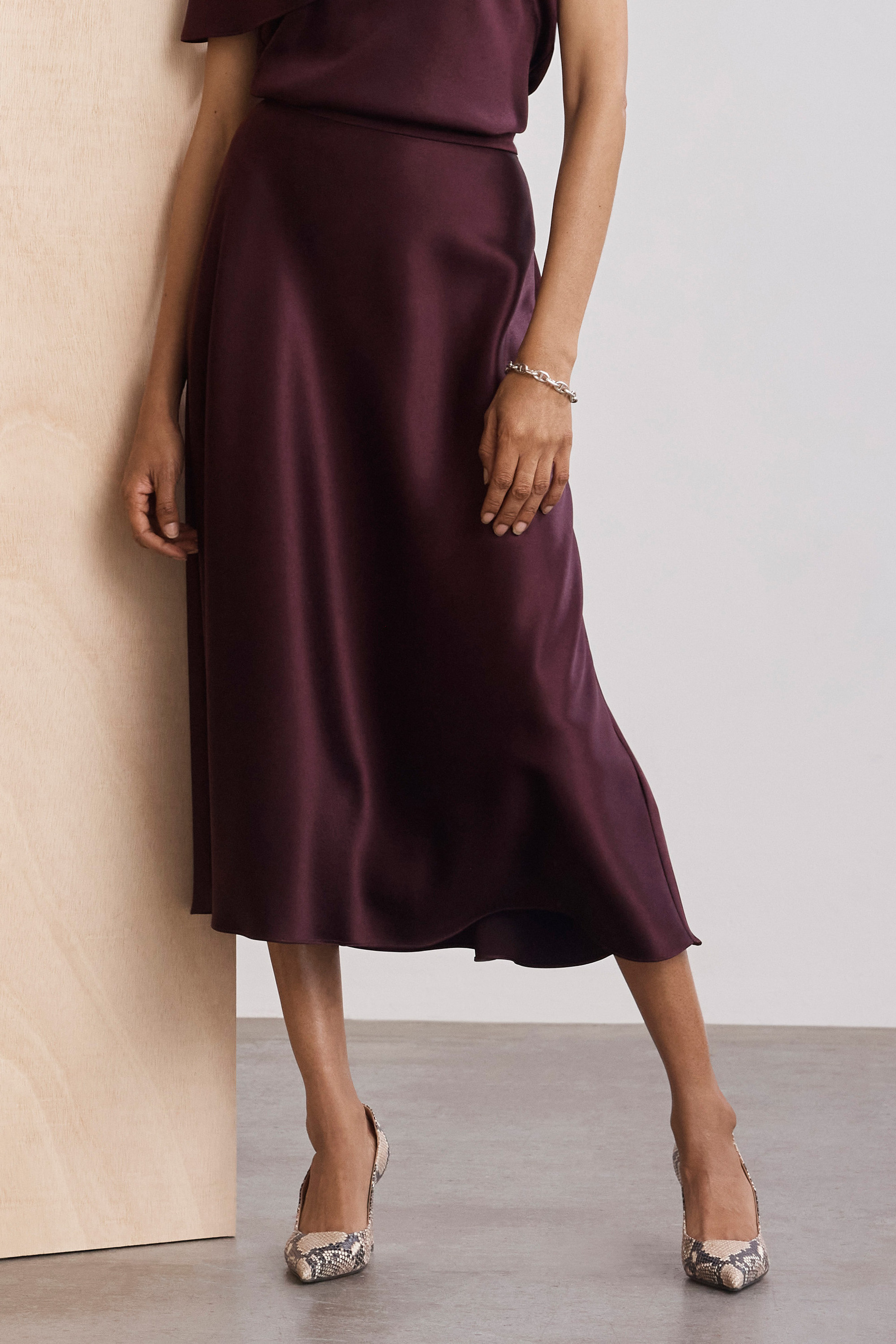 Kelmore Satin Skirt Deep Plum