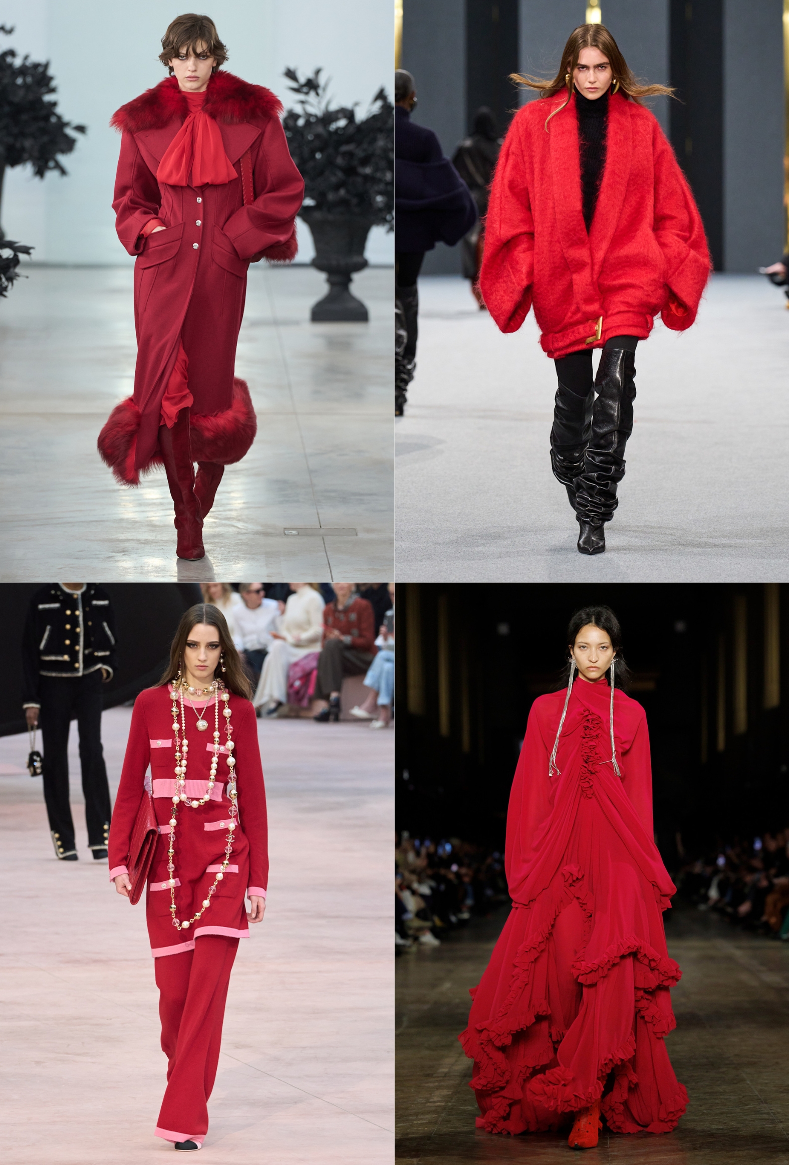 A collage of models walking the AW25 catwalks.