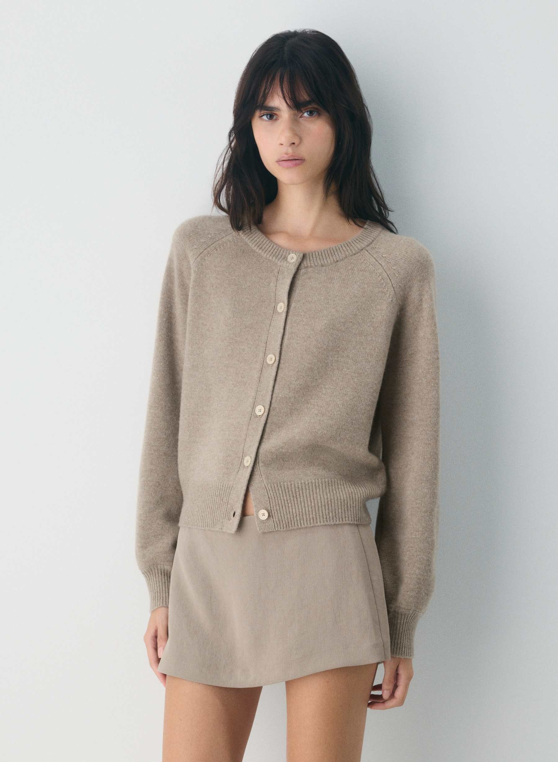 Aritzia, Wilfred London Wool Cashmere Cardigan in Heather Nomad Taupe