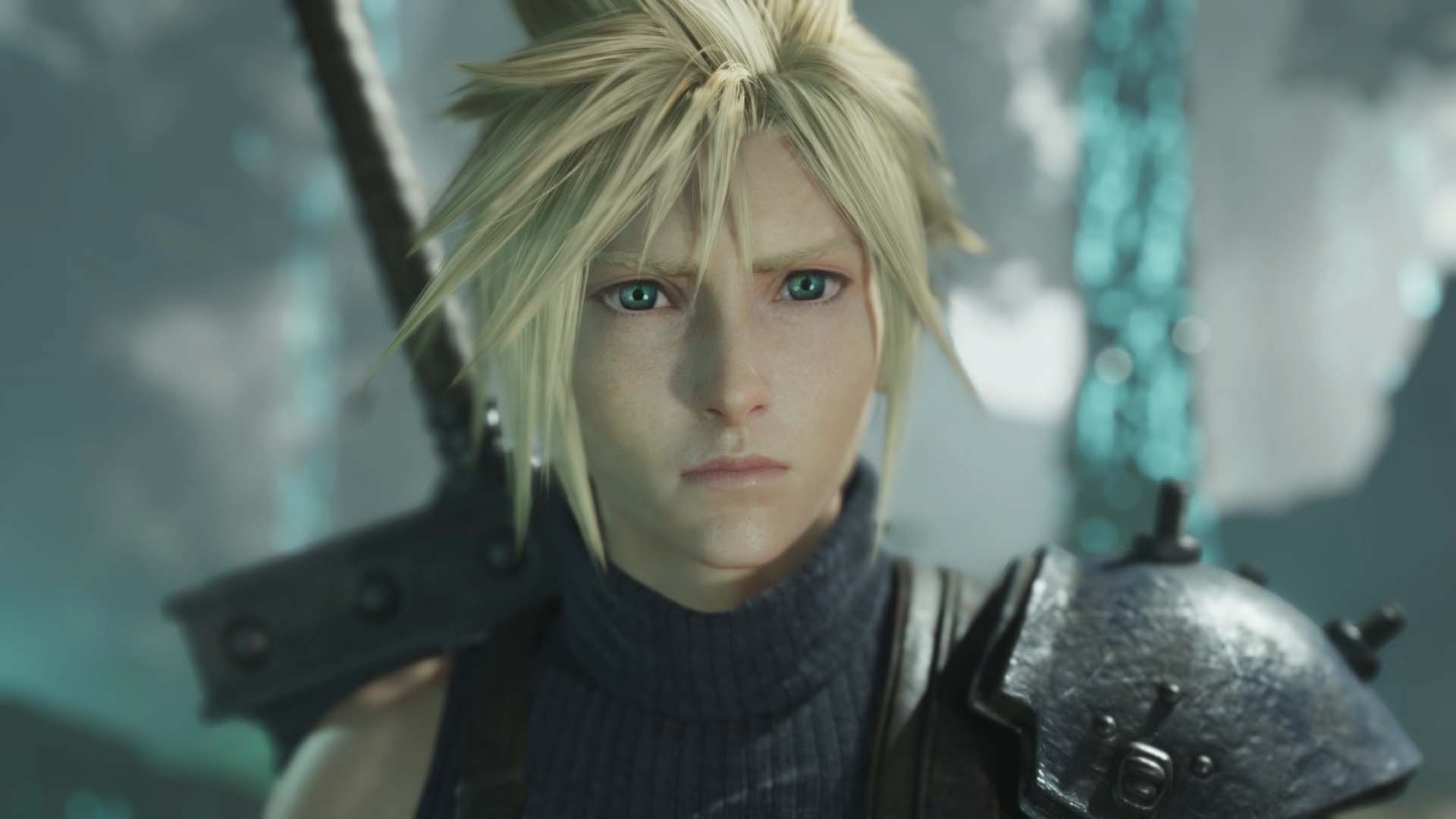 A screenshot of Cloud Strife in Final Fantasy VII Rebirth.