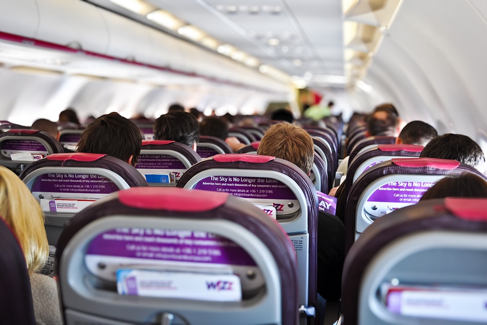 Passengers on a budget airline